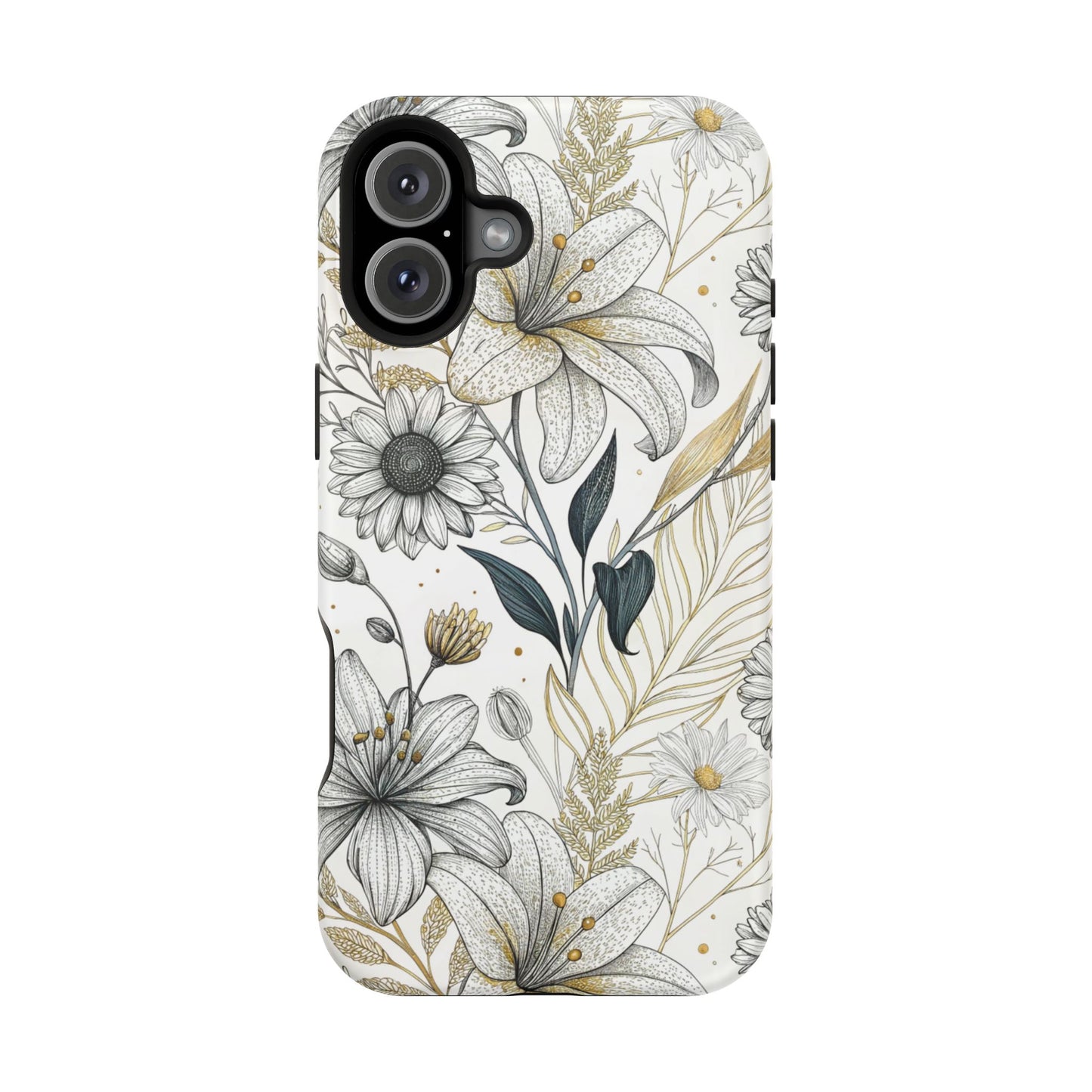 Golden Leaf Flower iPhone Case – Stylish Durable Protection with MagSafe®