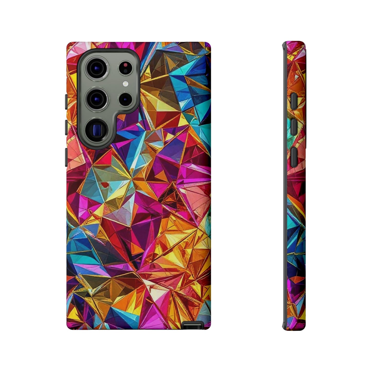 Colorful geometric rainbow foil Samsung phone case with impact protection for Galaxy models