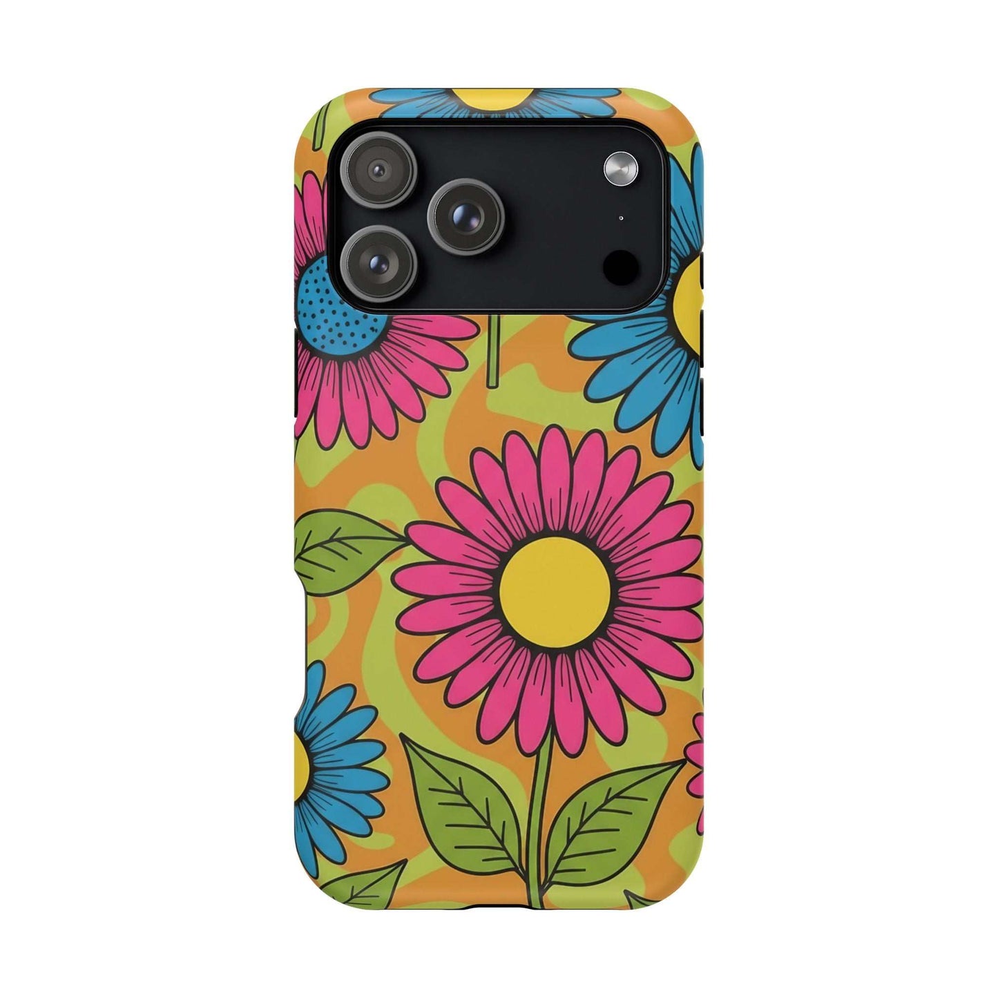 Colorful Flower Child iPhone Tough Case with magnetic impact-resistant design and floral print