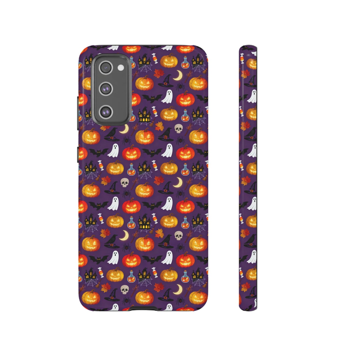 Halloween Pattern Tough Phone Case — Cute Pumpkin, Ghost & Skull