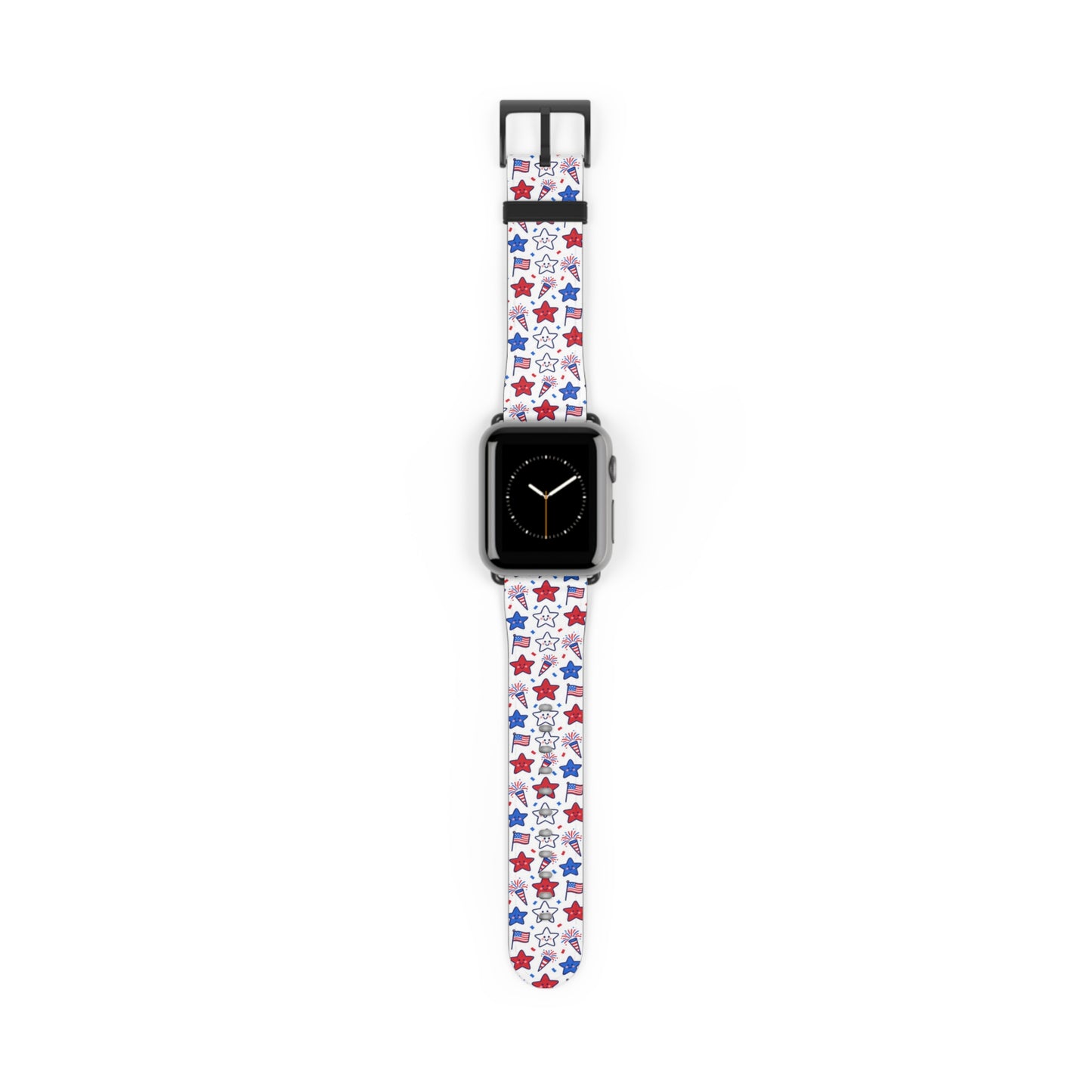 Kawaii 4th of July Apple Watch Band – Cute Patriotic Faux Leather Strap for Apple Watch Series 1–9, SE & Ultra
