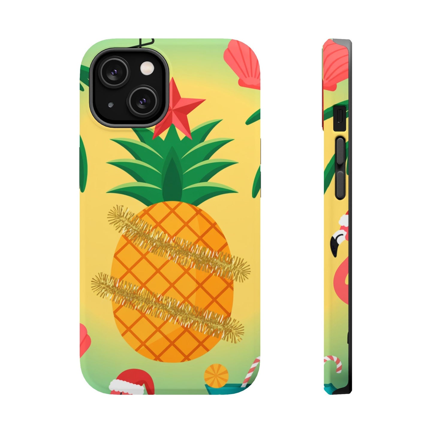 iPhone case with festive pineapple Christmas design and MagSafe compatibility