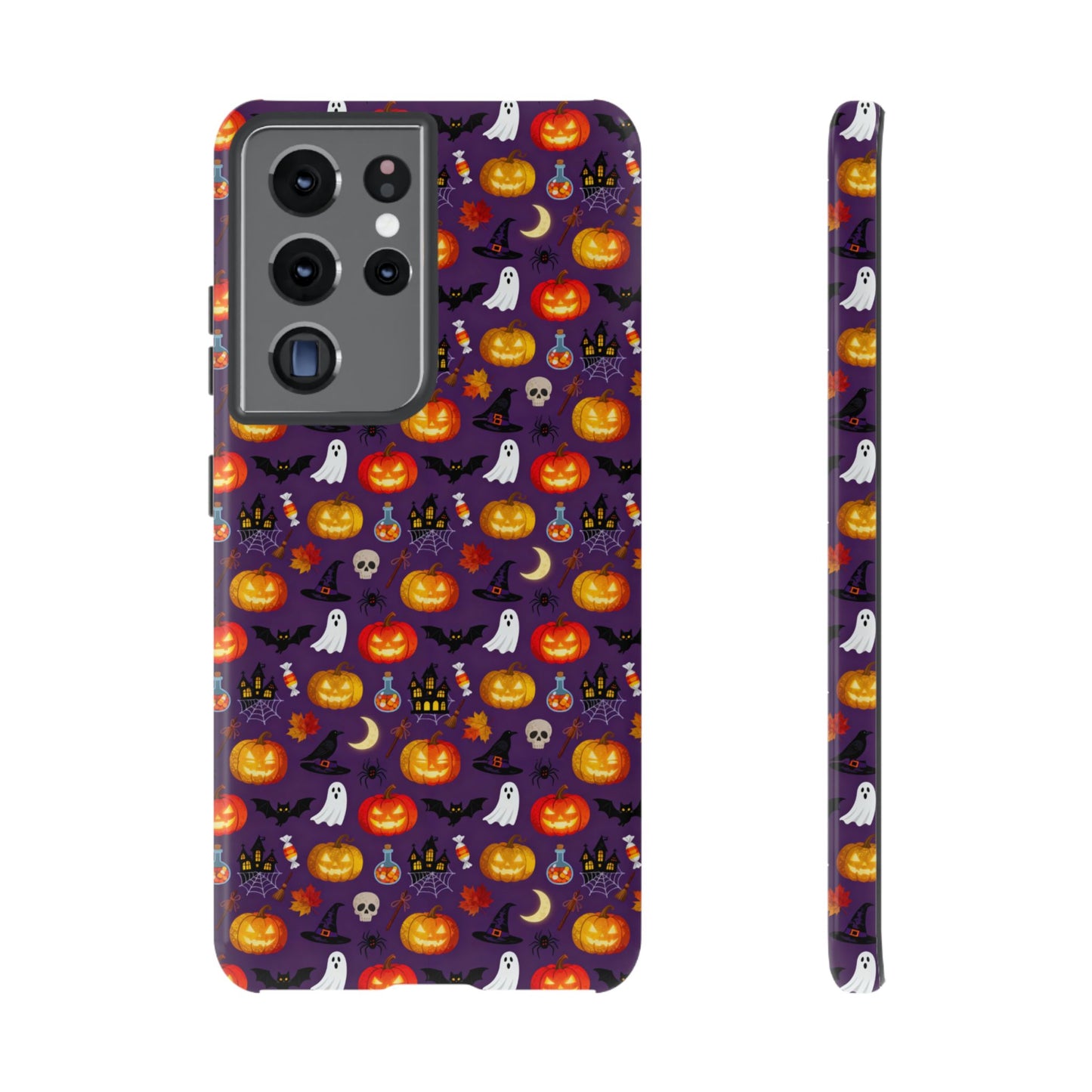 Halloween Pattern Tough Phone Case — Cute Pumpkin, Ghost & Skull