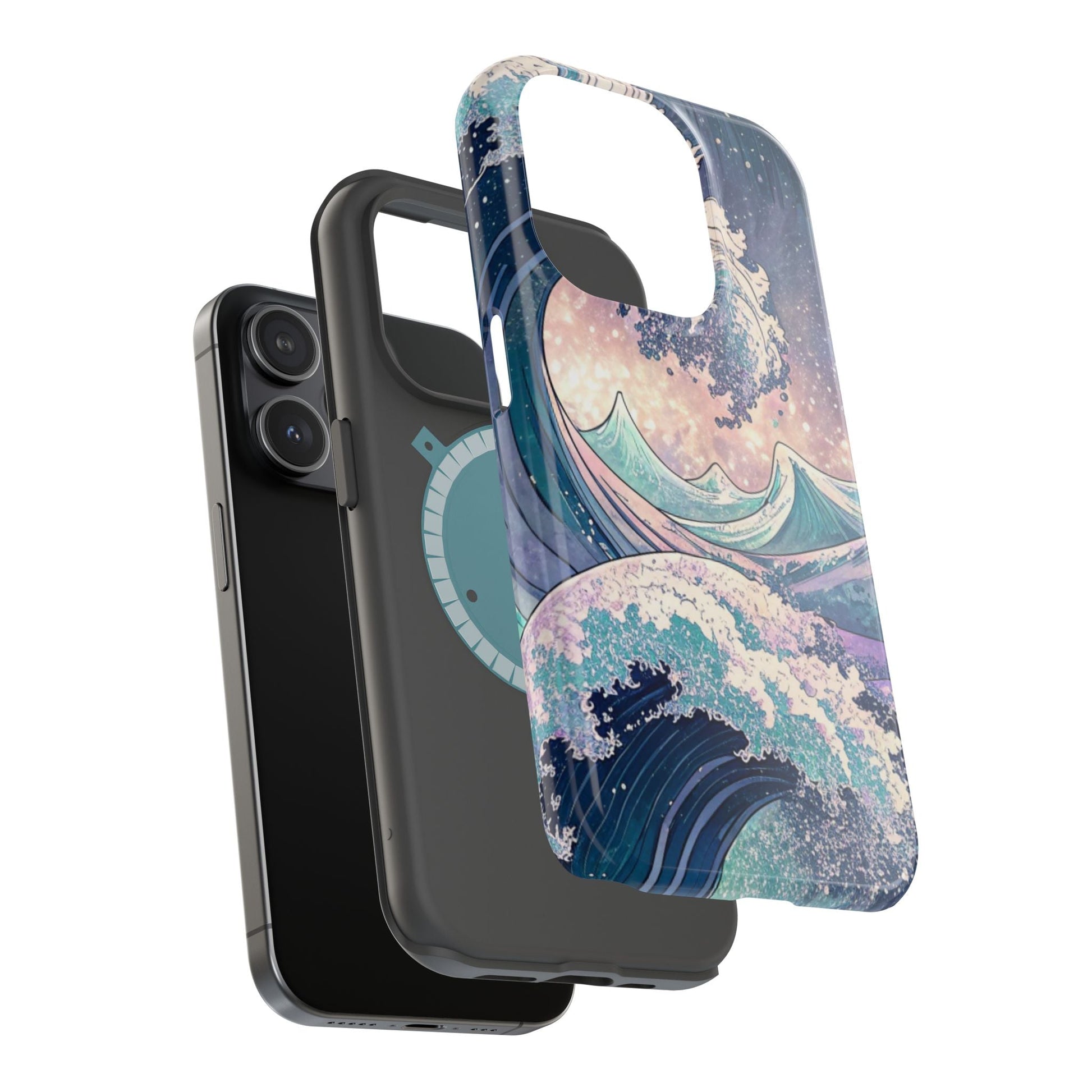 Crashing Waves Design iPhone case with magnetic MagSafe protection and dual-layer durability