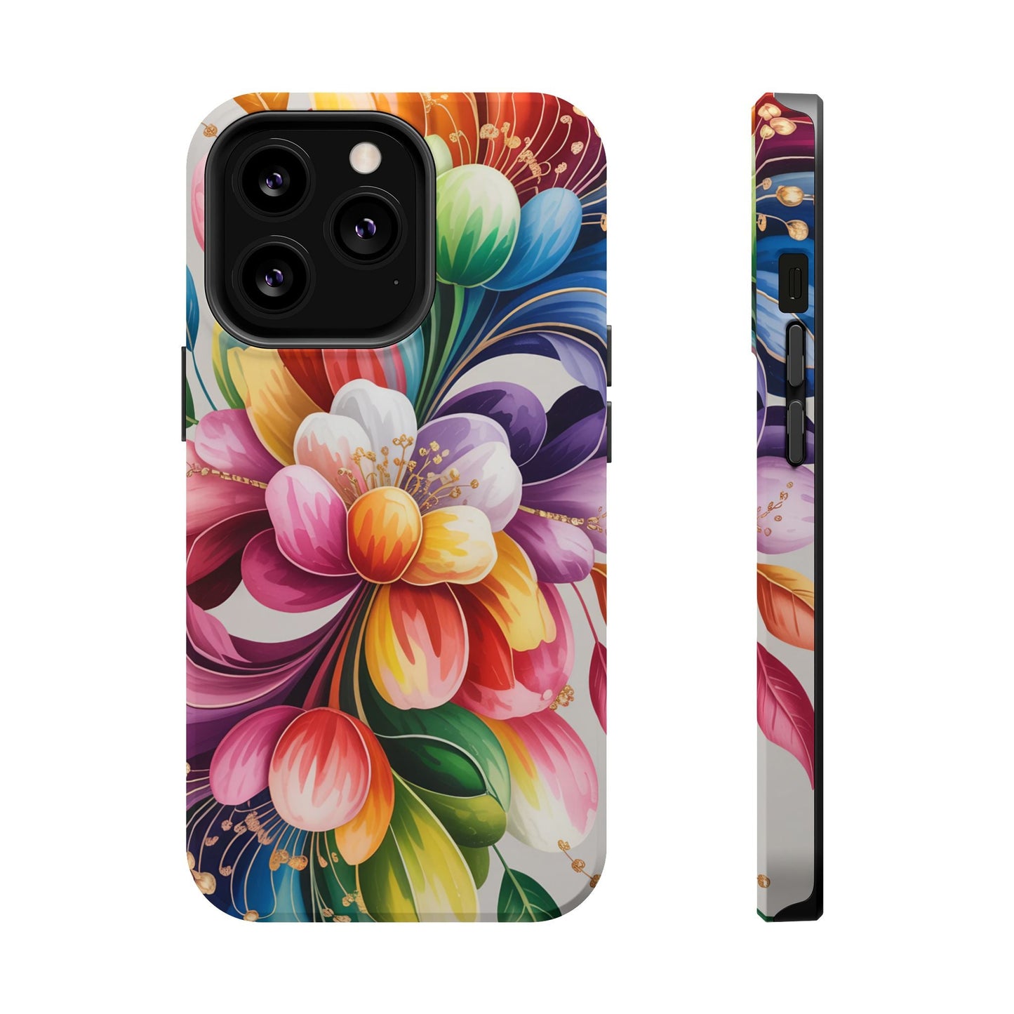 Vibrant Floral iPhone Case with durable dual-layer protection and MagSafe compatibility featuring colorful detailed flower design