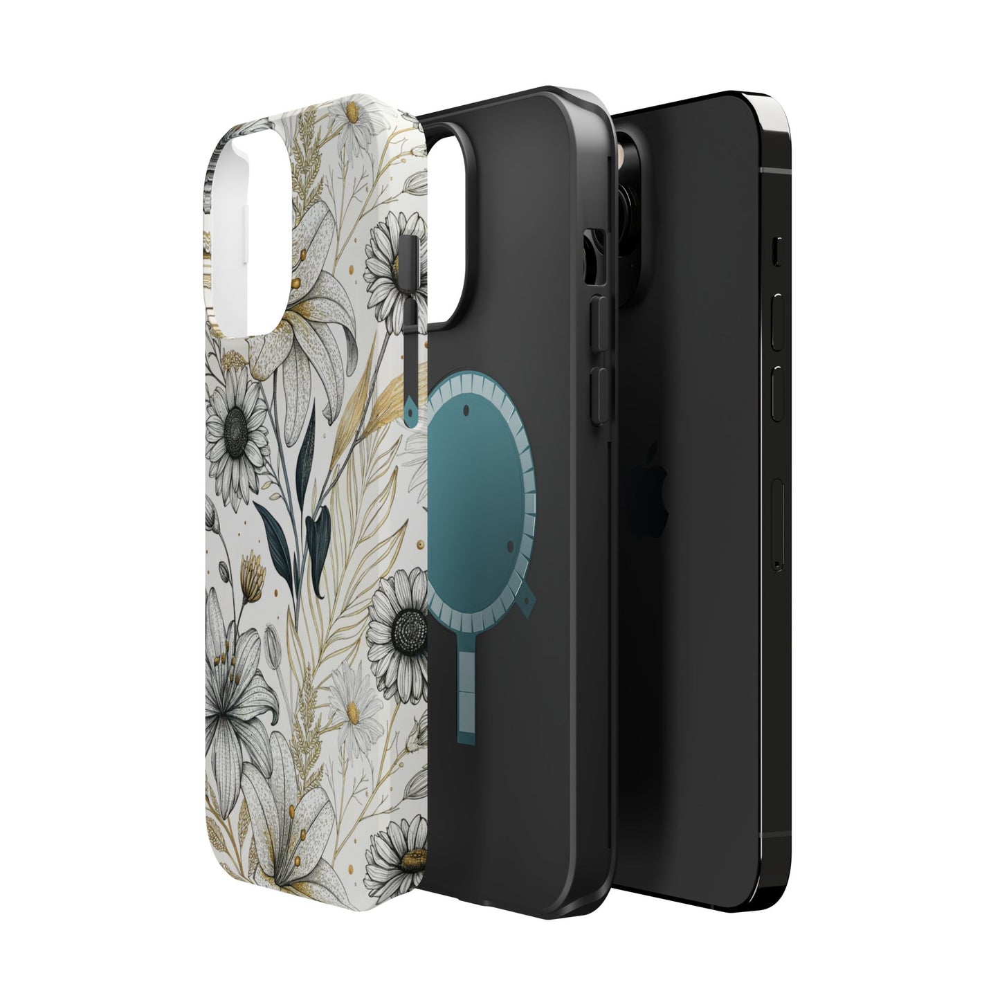 Golden Leaf Flower iPhone Case – Stylish Durable Protection with MagSafe®