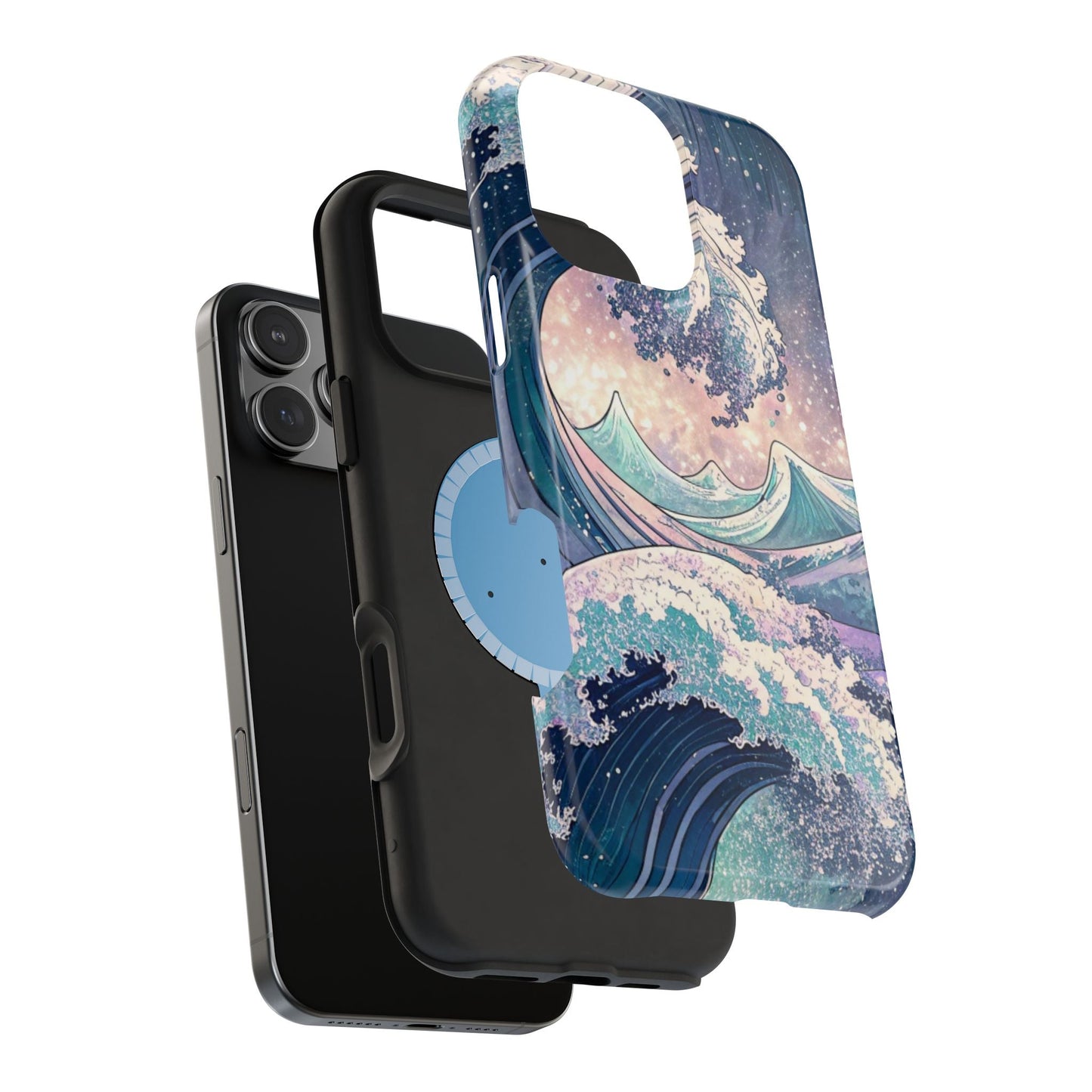 Crashing Waves Design iPhone case with magnetic MagSafe protective cover and ocean wave artwork