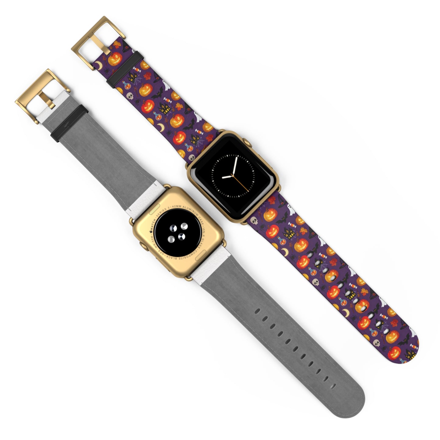 Halloween Pumpkin Pattern Watch Band — Spooky Orange Jack-O'-Lantern Apple Watch Strap