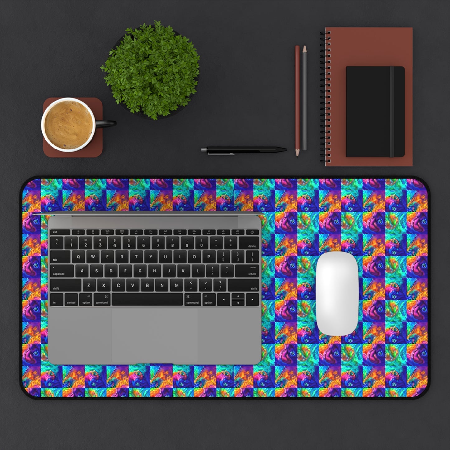 Abalone Swirl Desk Mat — Glowing Shell Mouse Pad