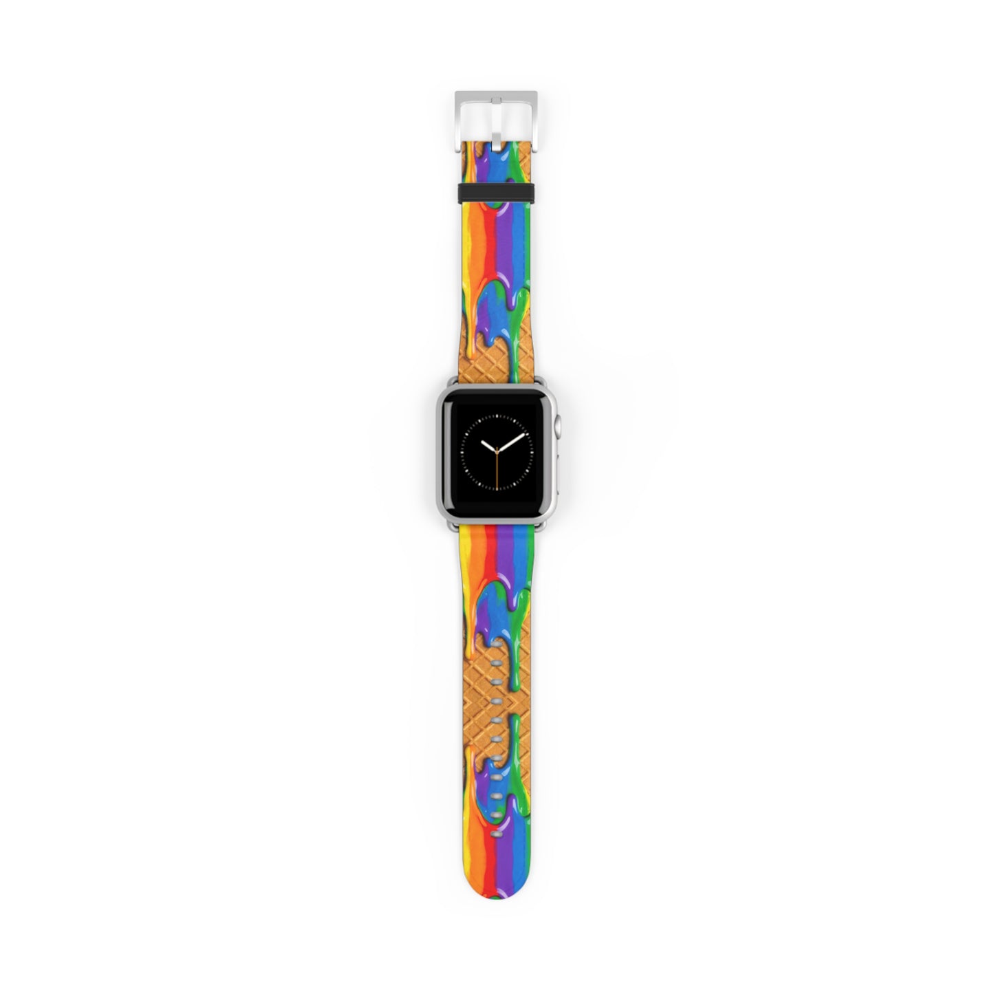 Waffle Rainbow Drip Apple Watch Band Colorful Faux Leather Strap