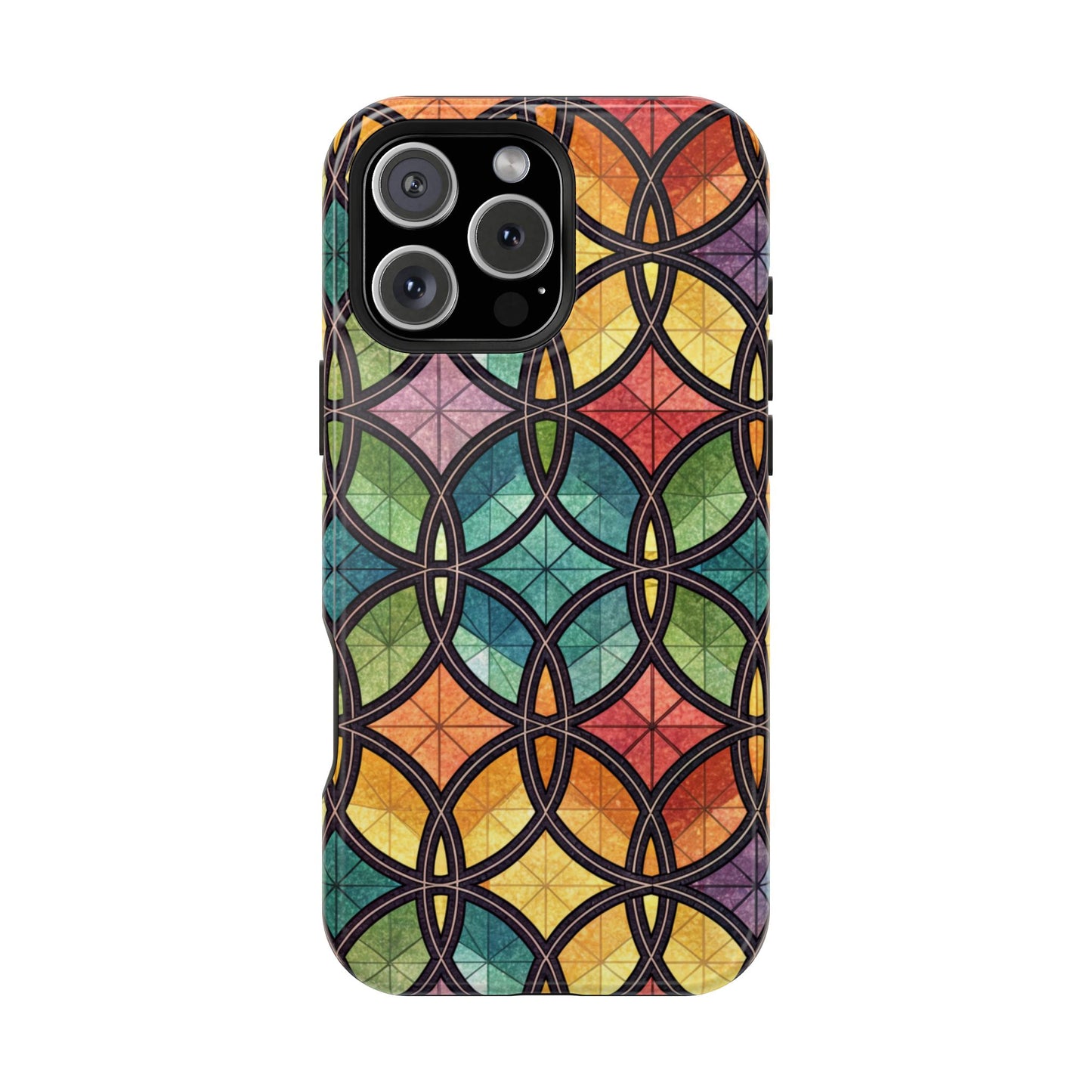 Rainbow Stain Glass iPhone Case – Durable MagSafe® Tough Phone Cover with Colorful Artistic Design