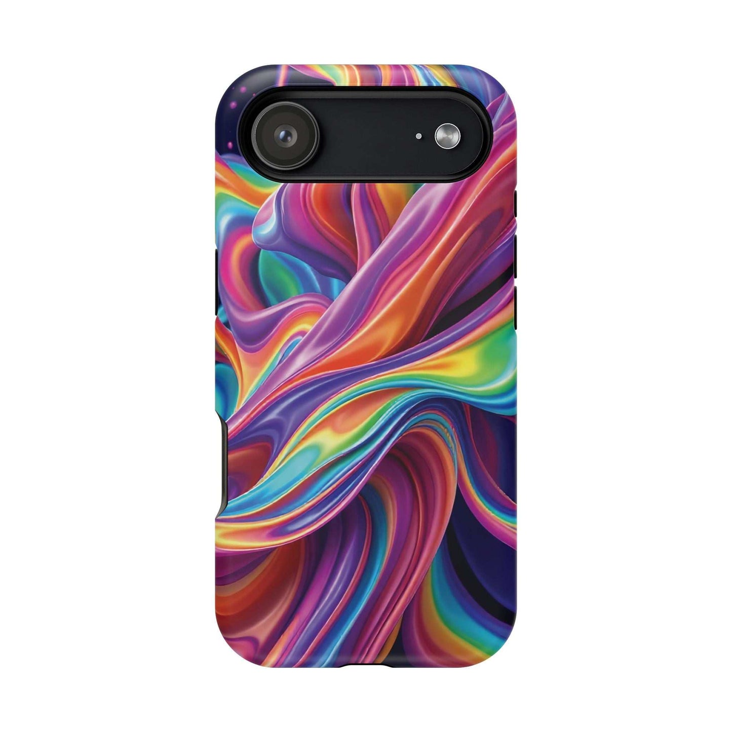 iPhone tough case with vibrant Wrapping Rainbow Design for colorful, durable protection