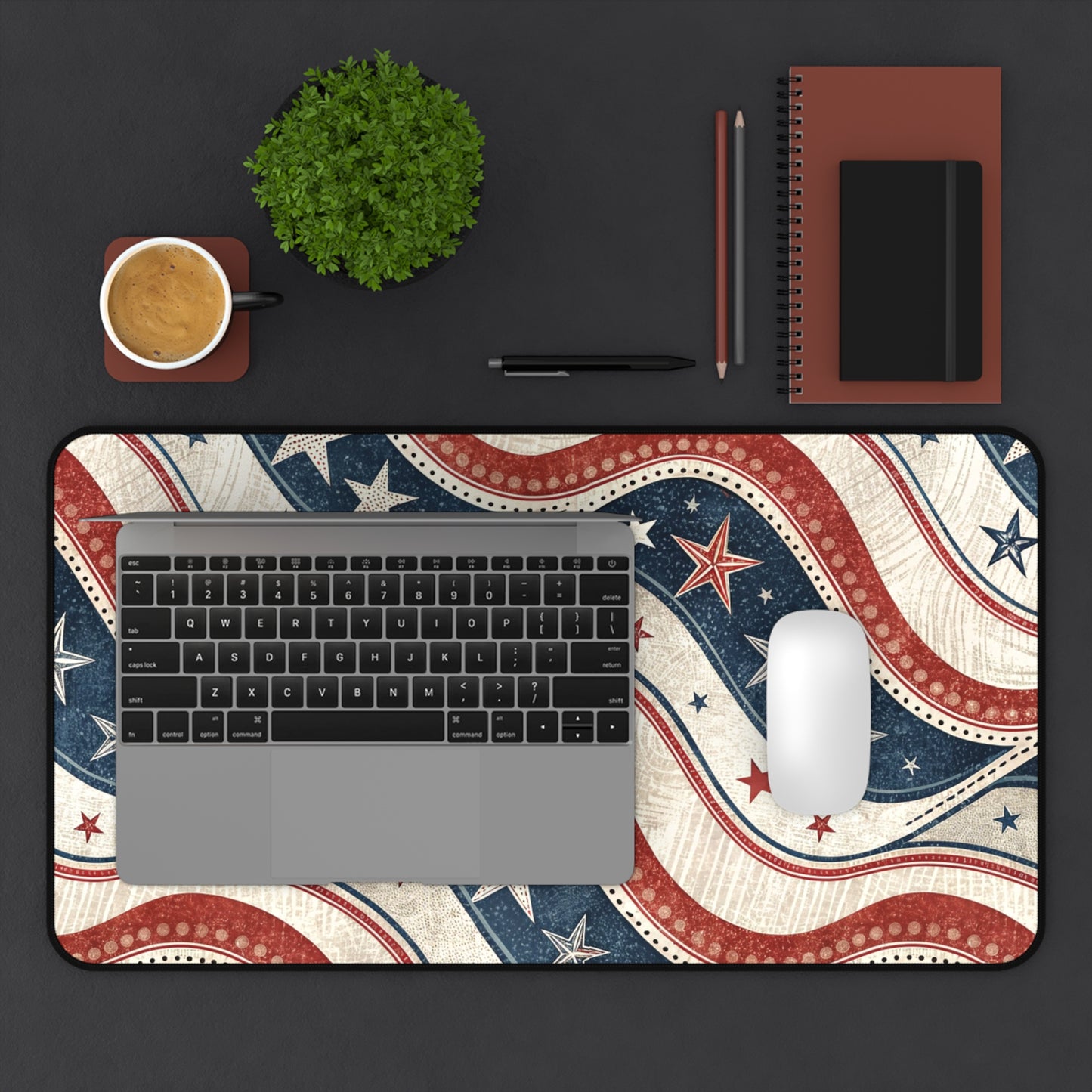 Desk Mat Vintage Patriotic Ribbon Design