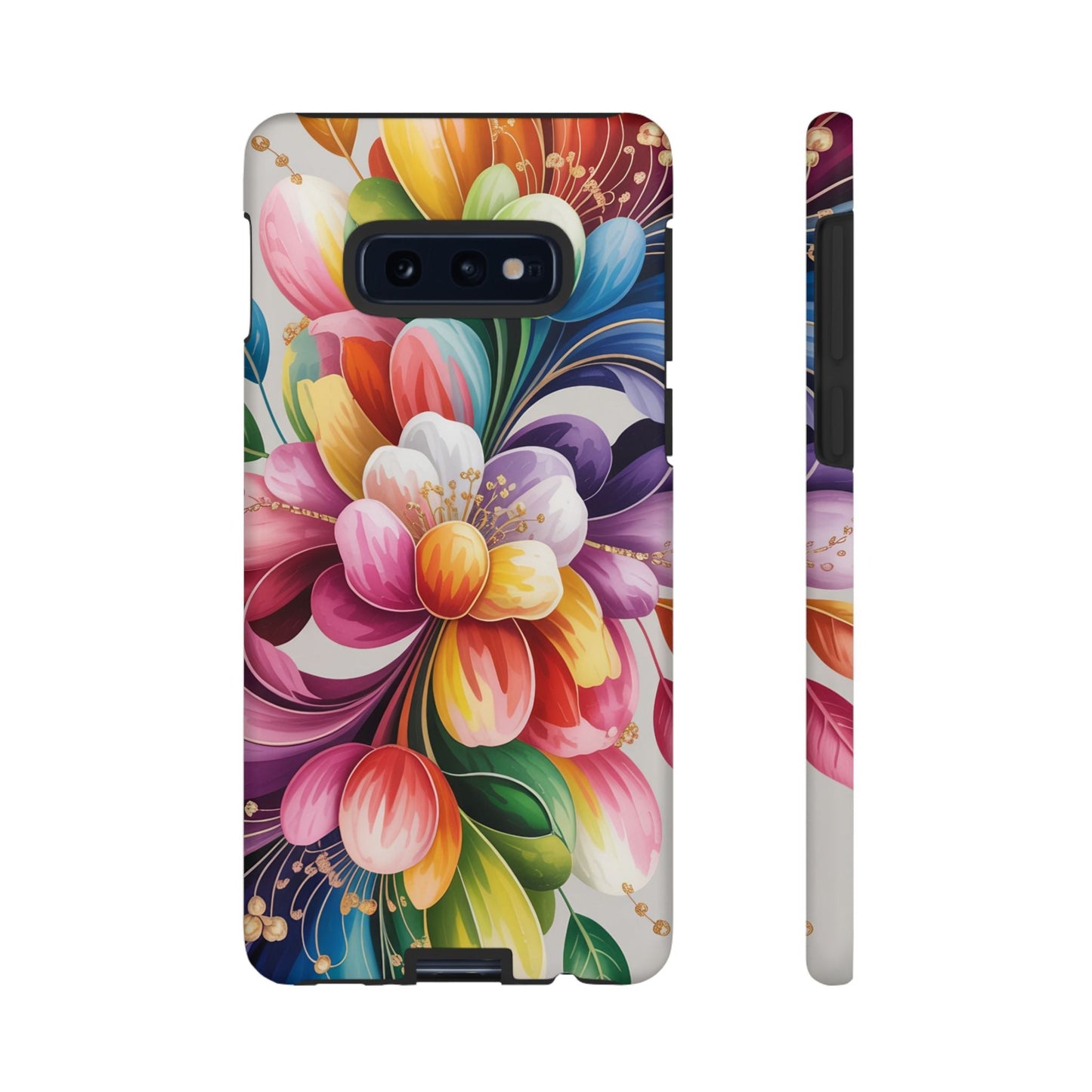 Vibrant floral Samsung phone case with durable impact-resistant design and full ink density wrap