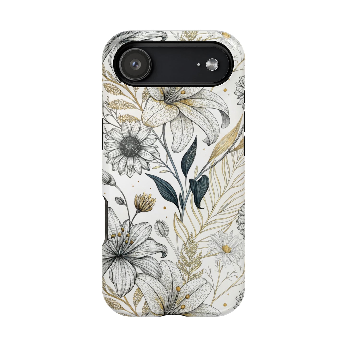 Golden Leaf Flower iPhone Case – Stylish Durable Protection with MagSafe®