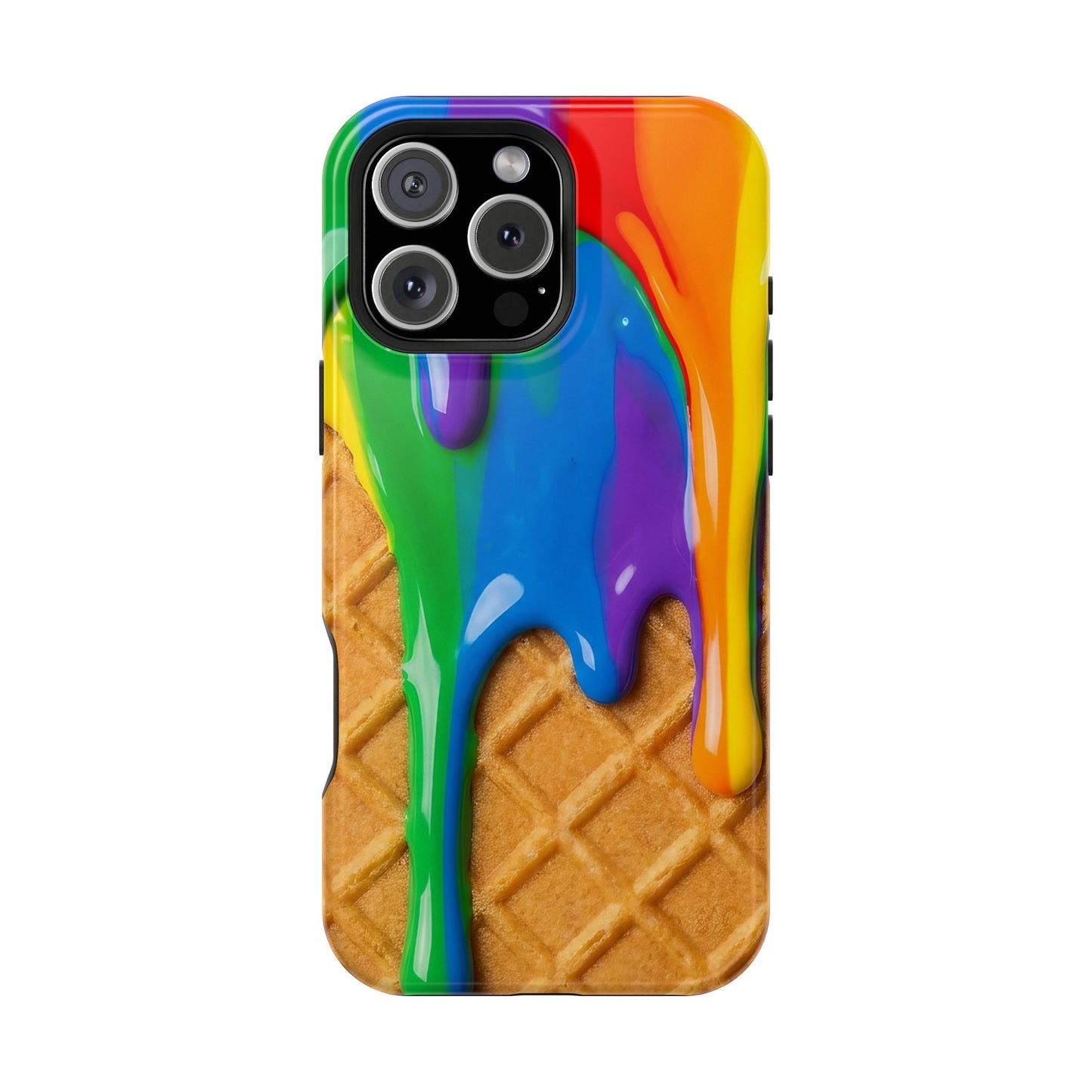 Waffle Rainbow Drip iPhone Case MagSafe Tough Protective Colorful Phone Case