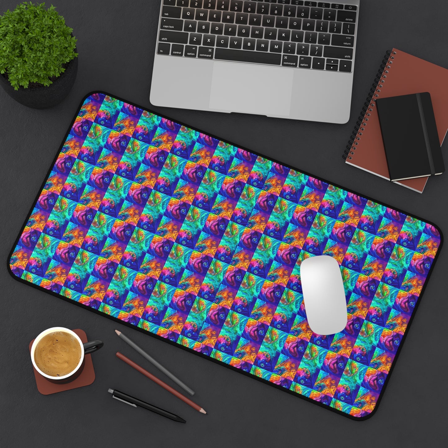 Abalone Swirl Desk Mat — Glowing Shell Mouse Pad