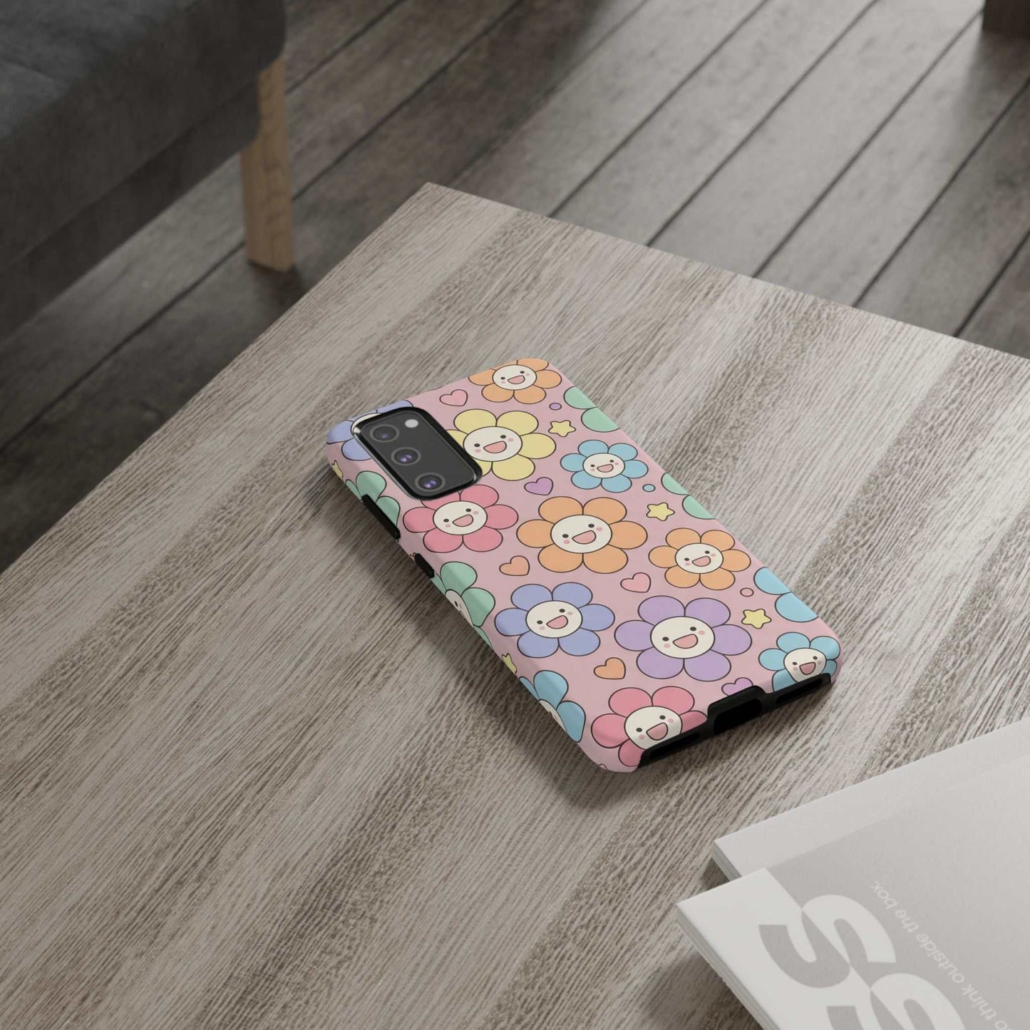 Happy Flower Samsung Phone Case colorful floral design dual-layer protective cover for Samsung phone