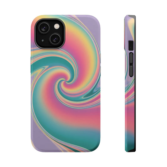 Vibrant Cotton Candy iPhone tough case with colorful rainbow swirl design and durable dual-layer protection
