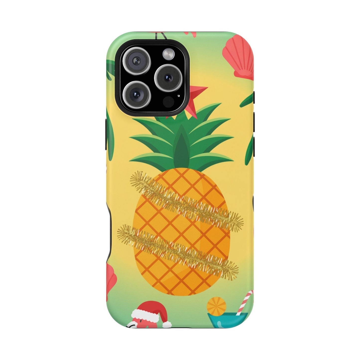 iPhone pineapple Christmas case with festive tropical design and MagSafe compatibility
