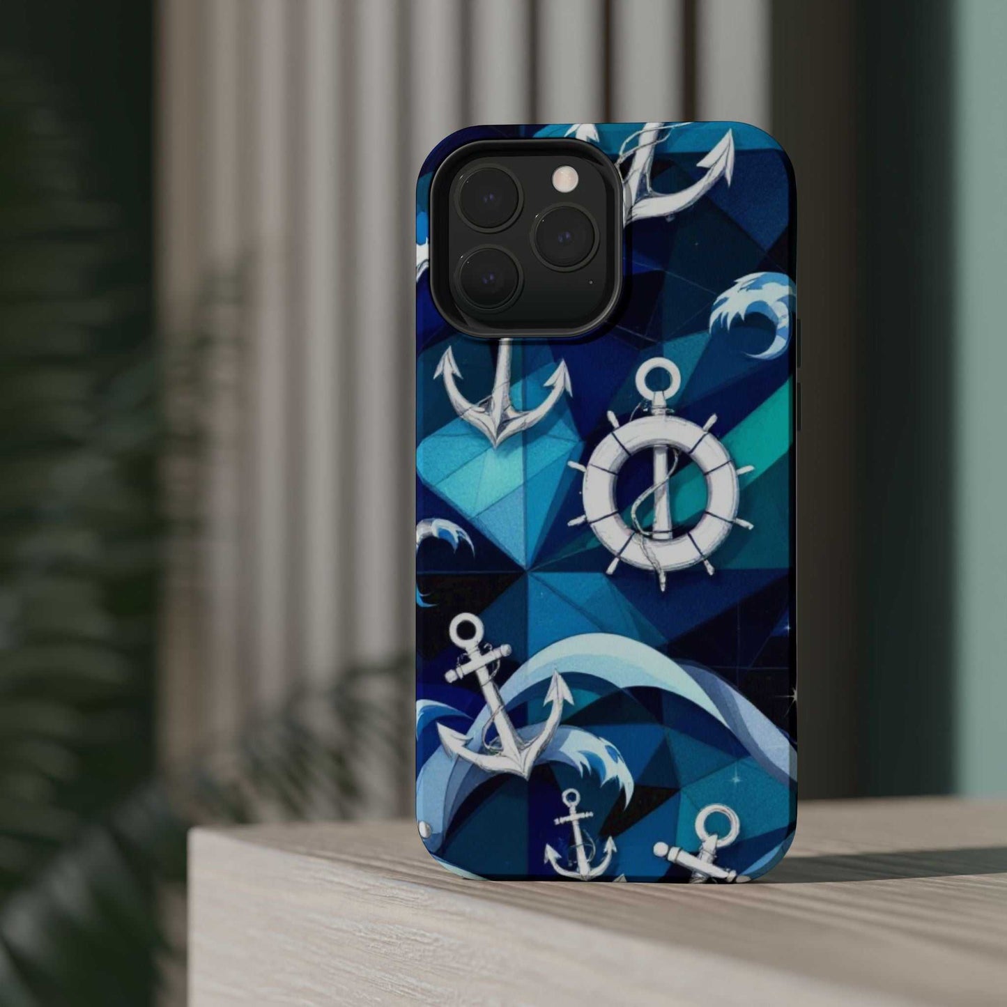 Nautical Anchors iPhone case with maritime design and durable protective cover featuring MagSafe compatibility