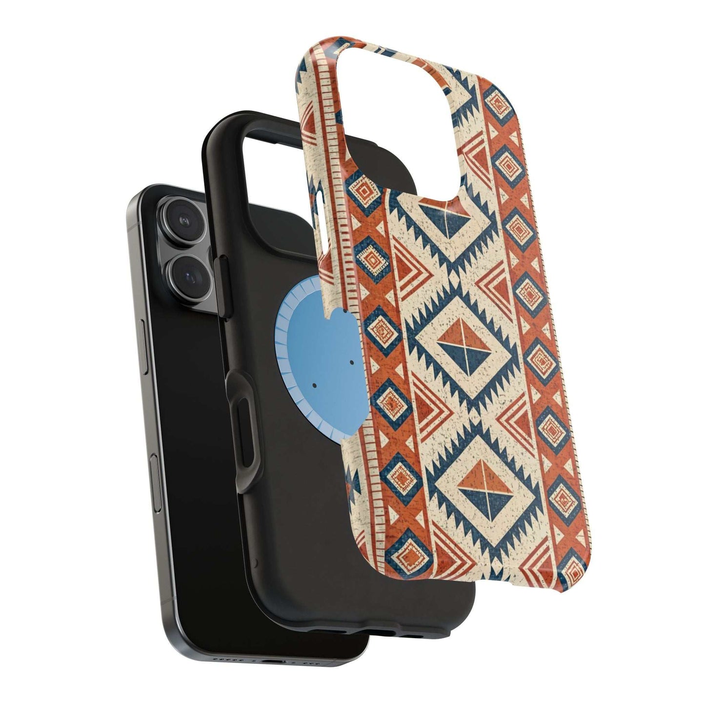 Tribal inspired pattern iPhone magnetic tough case with durable dual-layer protection and MagSafe compatibility