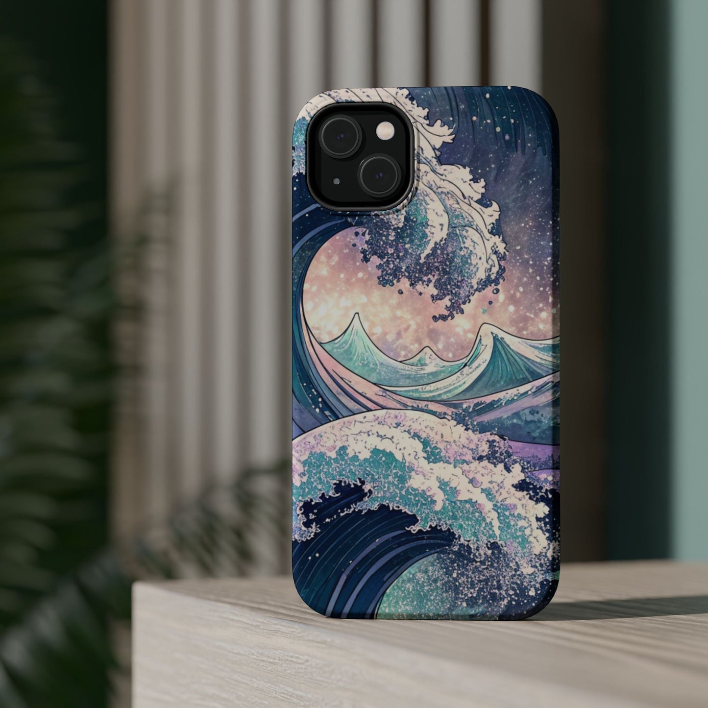 Crashing Waves Design iPhone case with ocean wave art, magnetic MagSafe® tough protective cover
