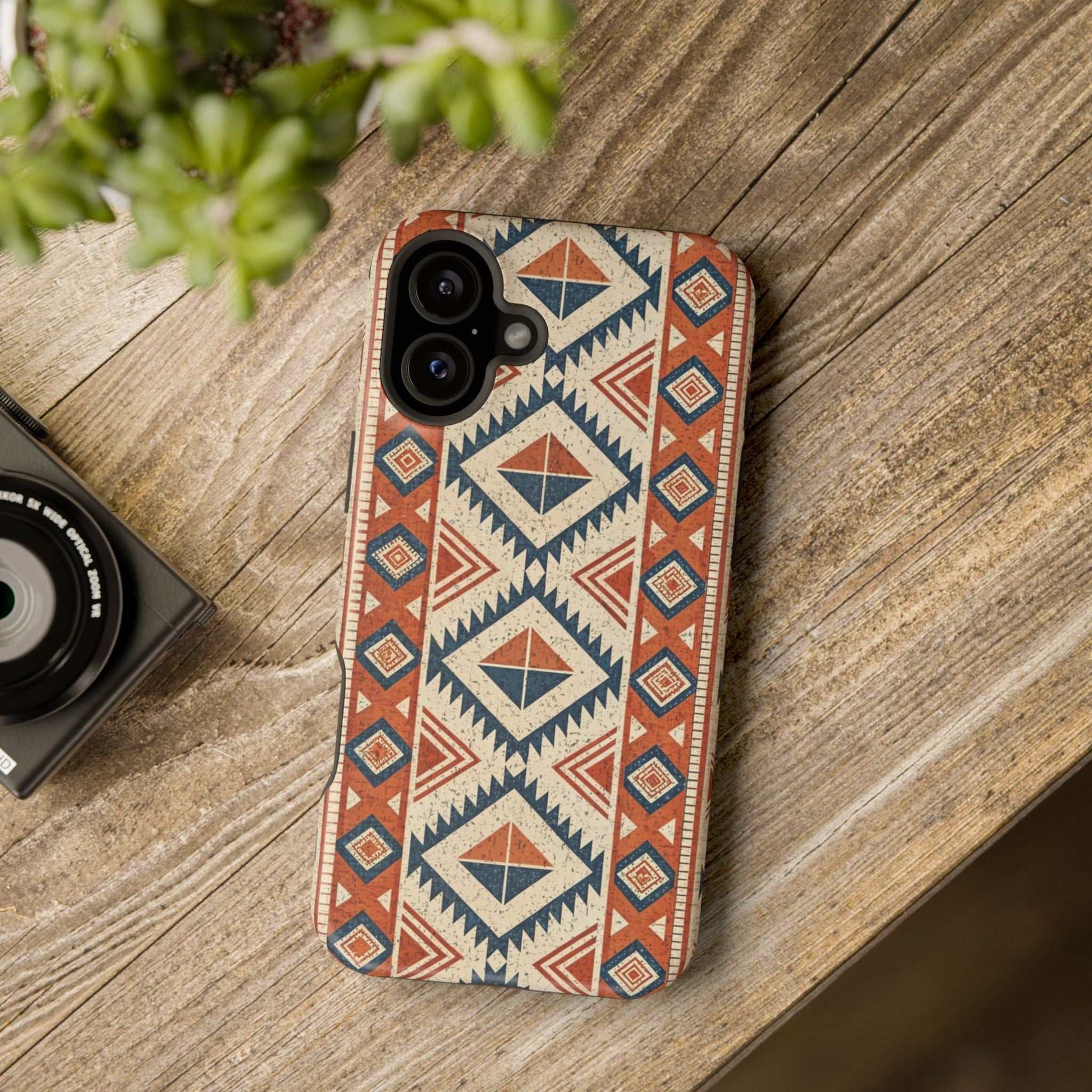 iPhone case with durable tribal inspired pattern and magnetic tough design