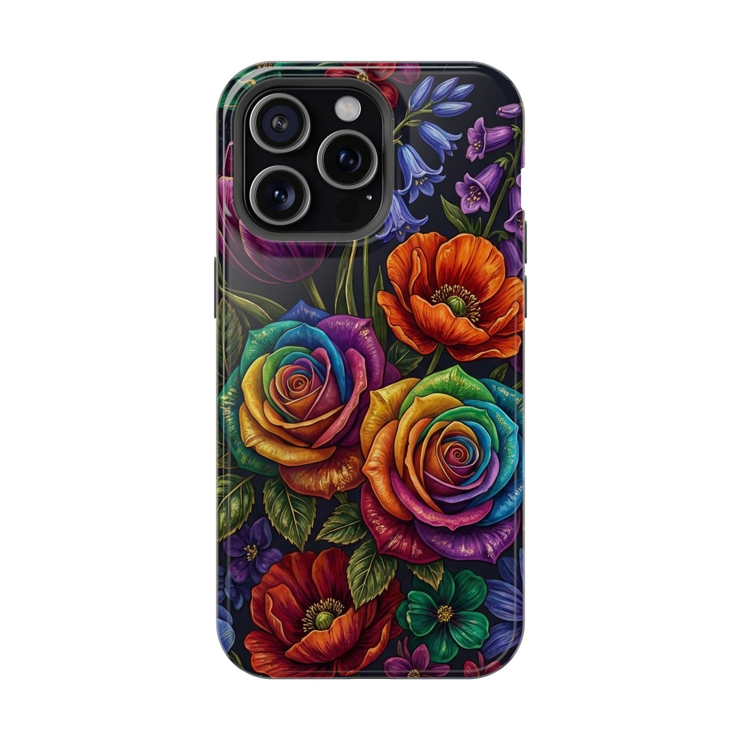 Rainbow Rose iPhone Tough Case — Magnetic Impact-Resistant Phone Case