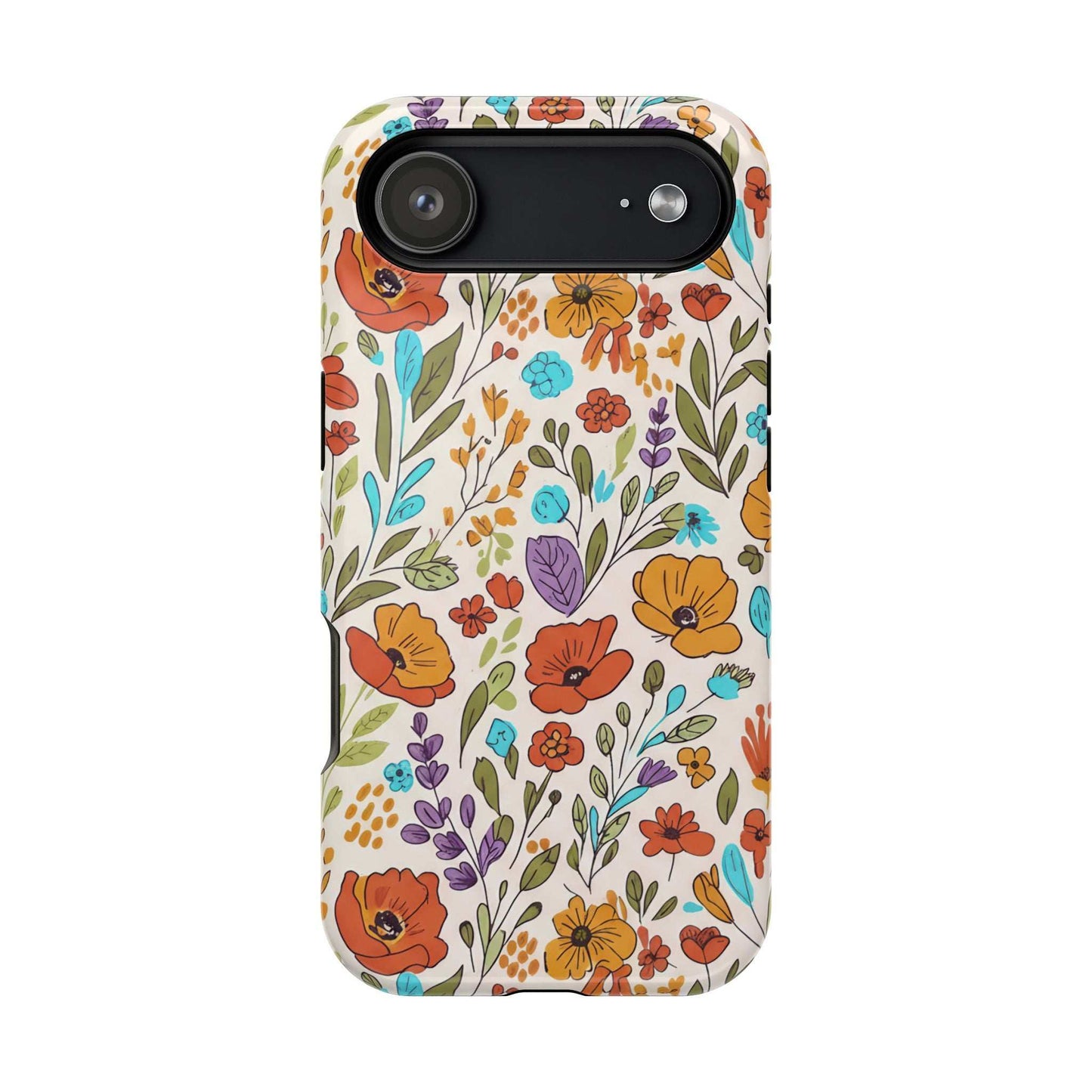 Floral Drawing iPhone Case — Magnetic Impact-Resistant Phone Cover