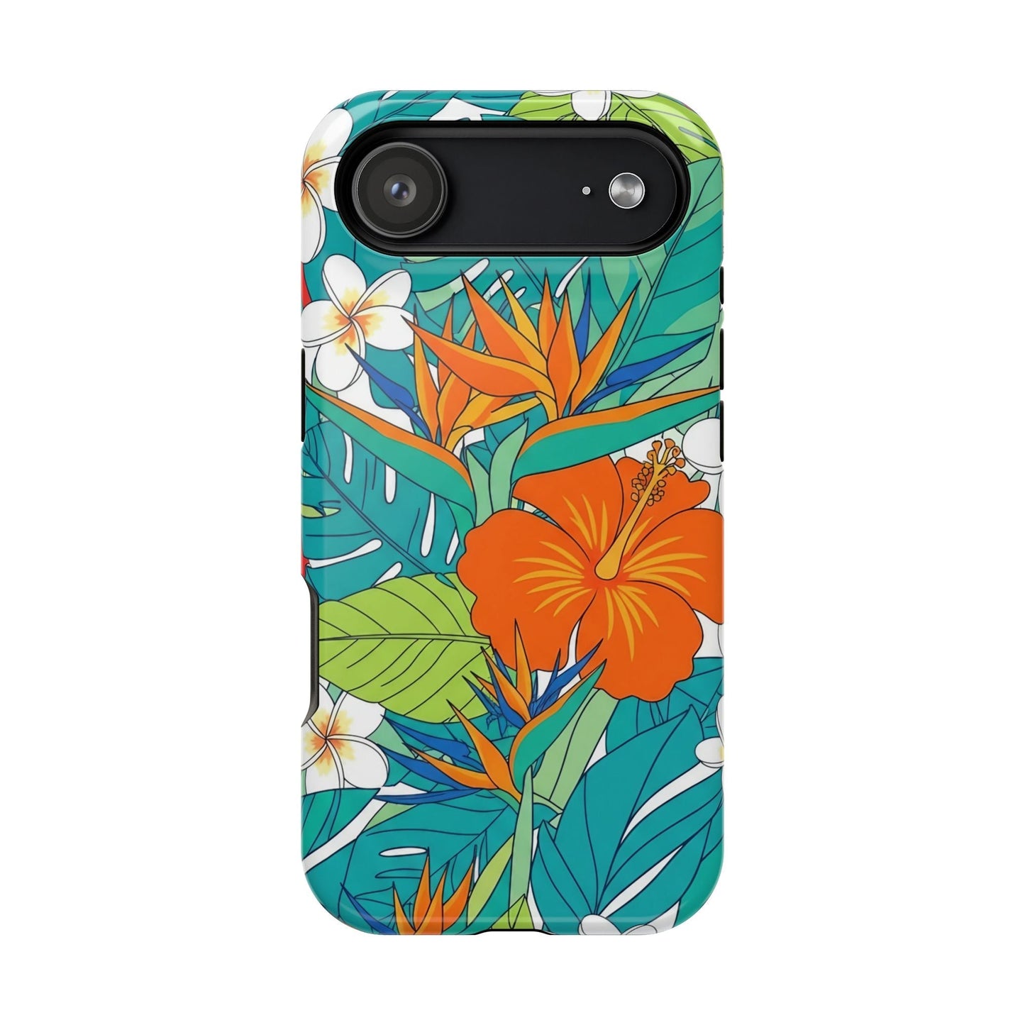Vibrant Floral iPhone Case with colorful tropical flowers and durable polycarbonate protection