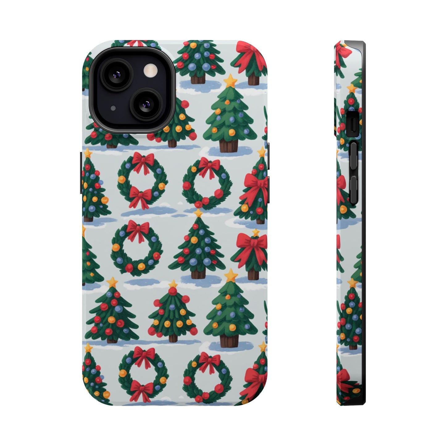 iPhone case with festive Holiday Tree and Wreath pattern for Christmas protection and style