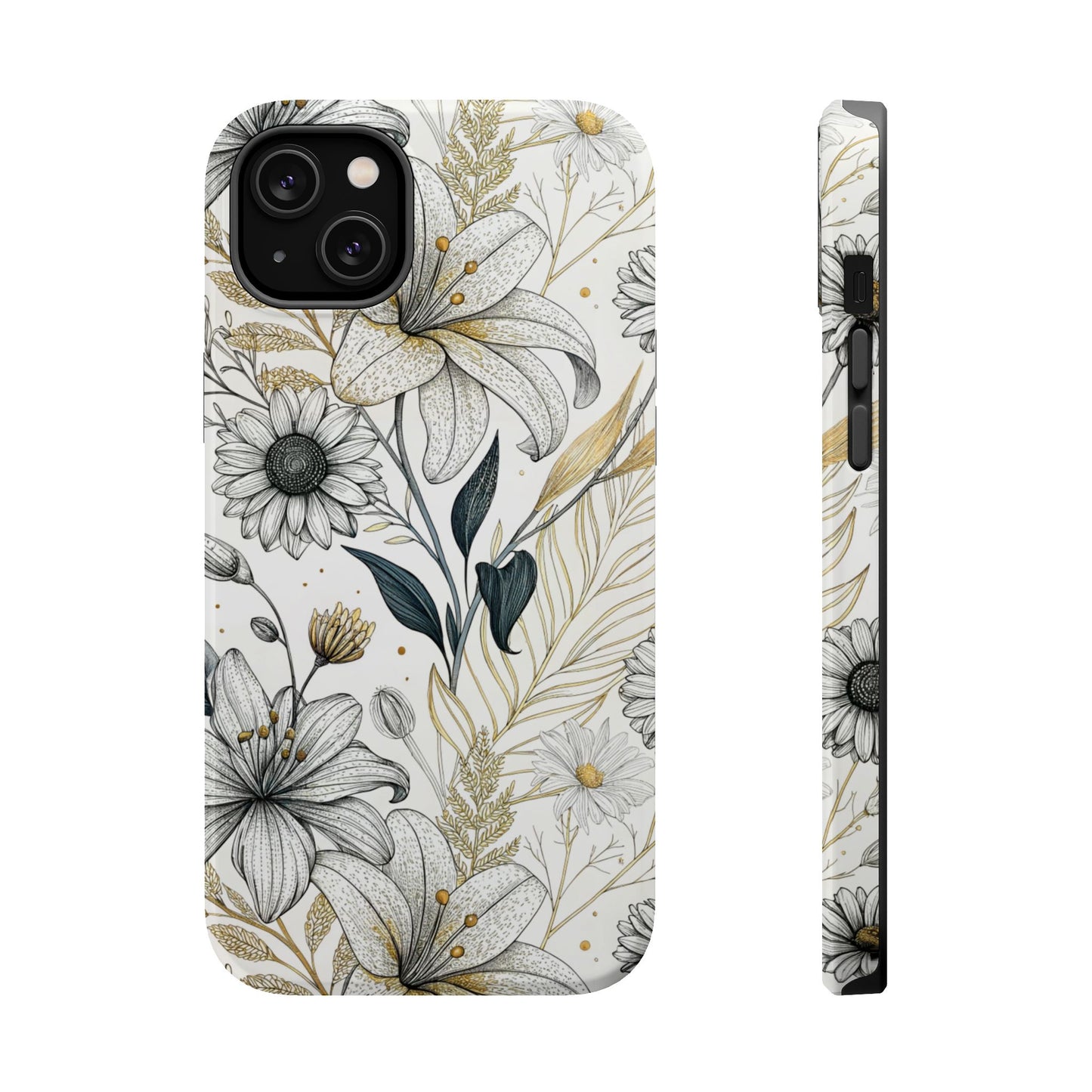 Golden Leaf Flower iPhone Case – Stylish Durable Protection with MagSafe®