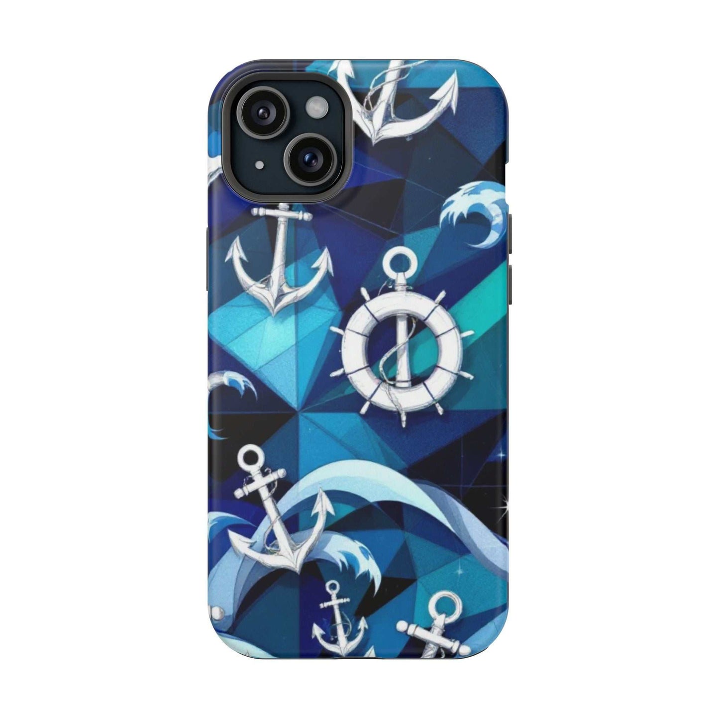 Nautical Anchors iPhone case with maritime design, durable dual-layer protection, and MagSafe compatibility