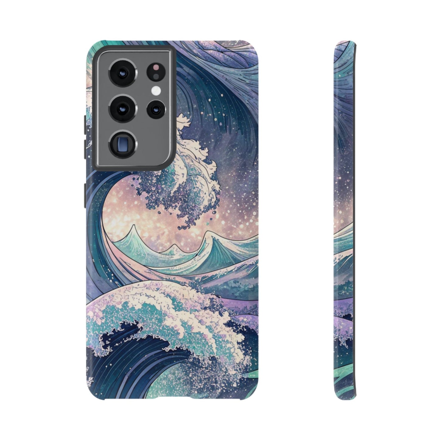Durable Crashing Waves Samsung tough phone case with beach-inspired wave design and drop protection