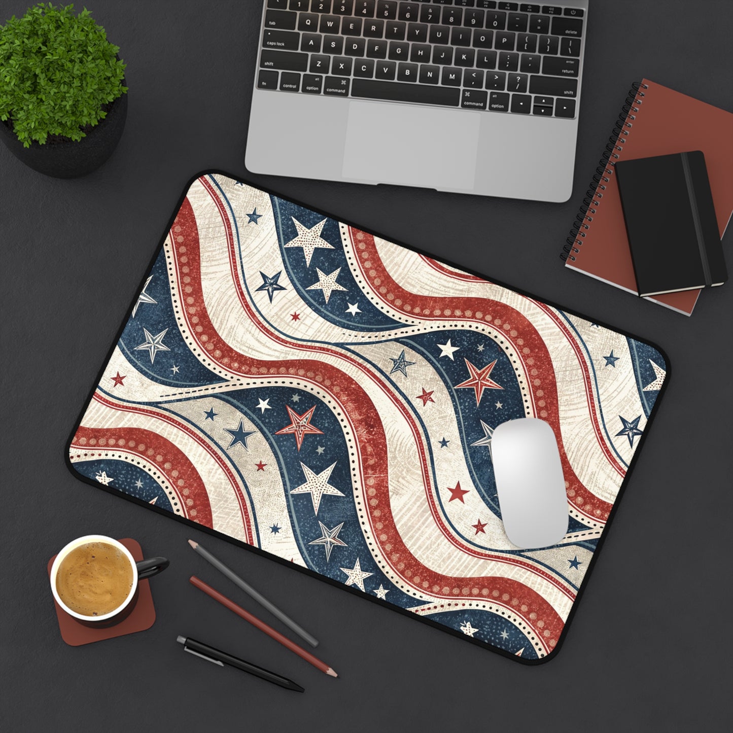 Desk Mat Vintage Patriotic Ribbon Design