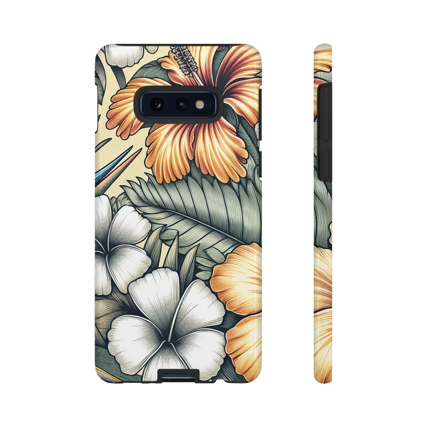 Golden Tropical Floral Design Samsung Phone Case