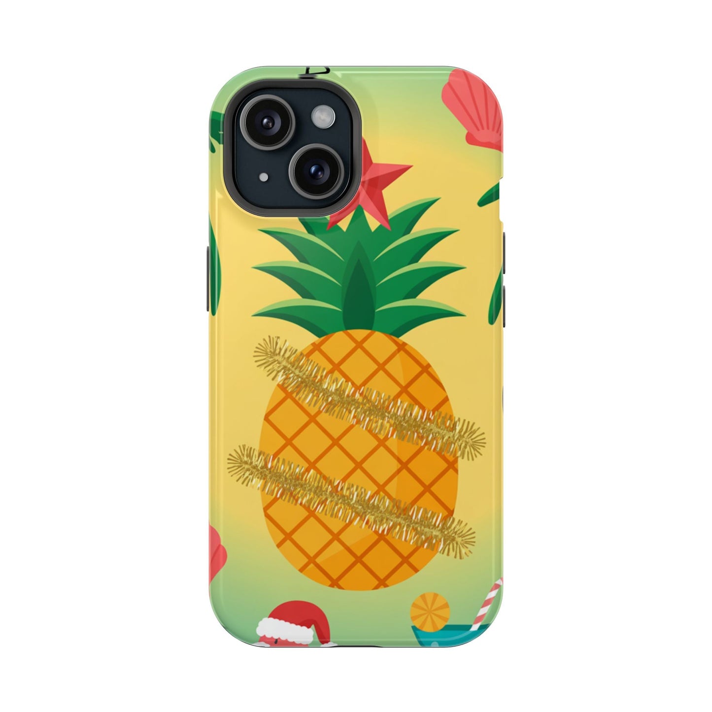 iPhone pineapple Christmas case with festive tropical design and MagSafe compatibility