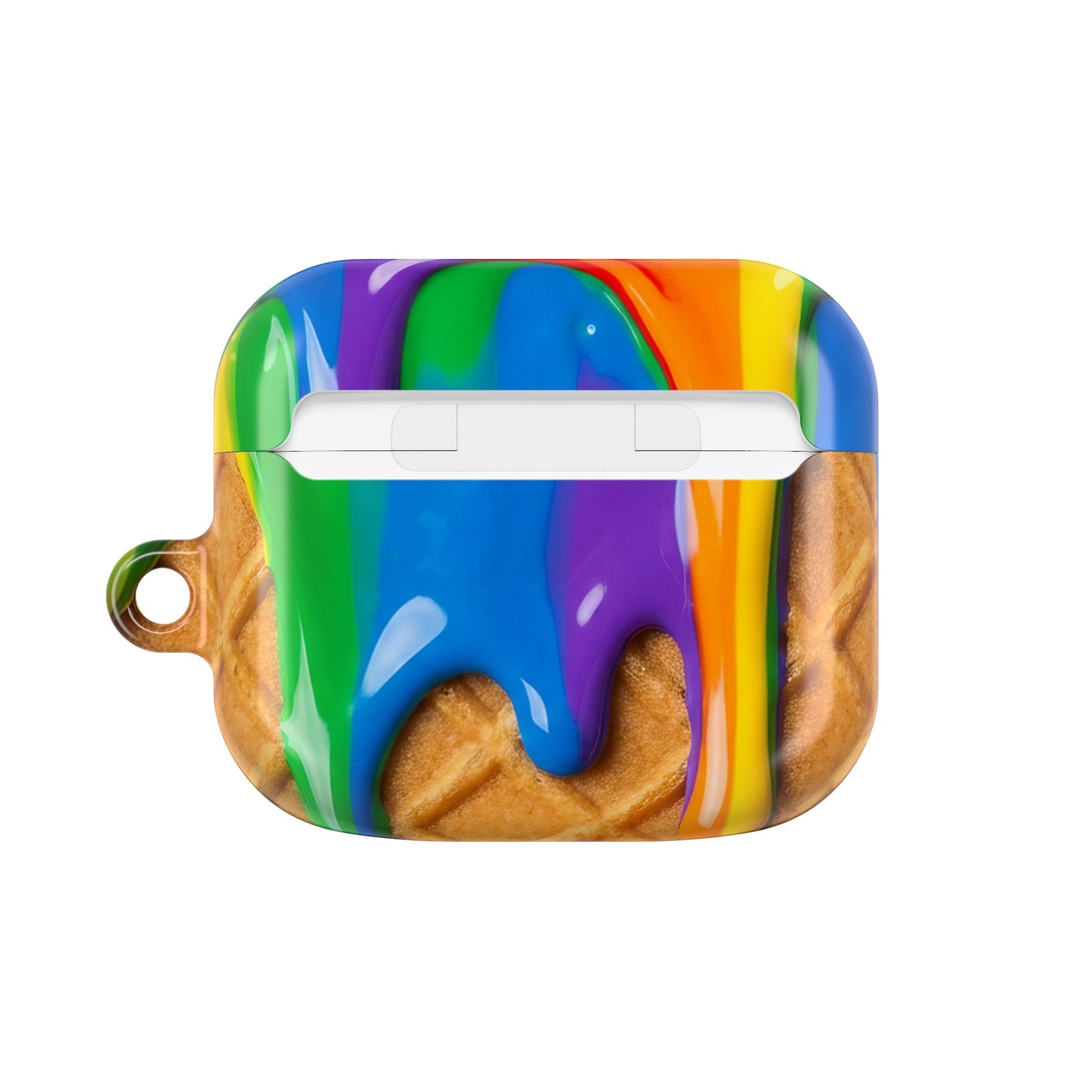 Rainbow Waffle Drip AirPods Case Protective Cover with Carabiner