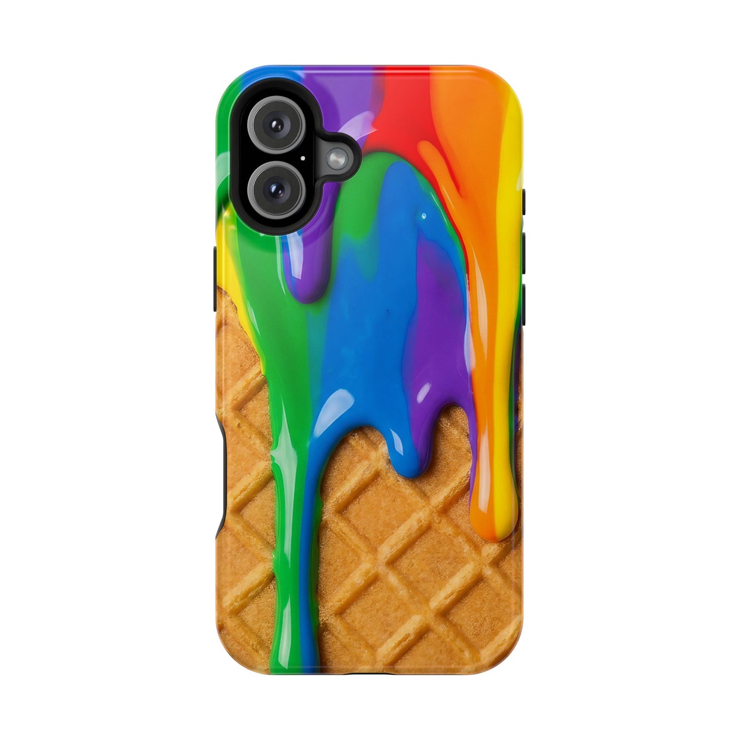 Waffle Rainbow Drip iPhone Case MagSafe Tough Protective Colorful Phone Case