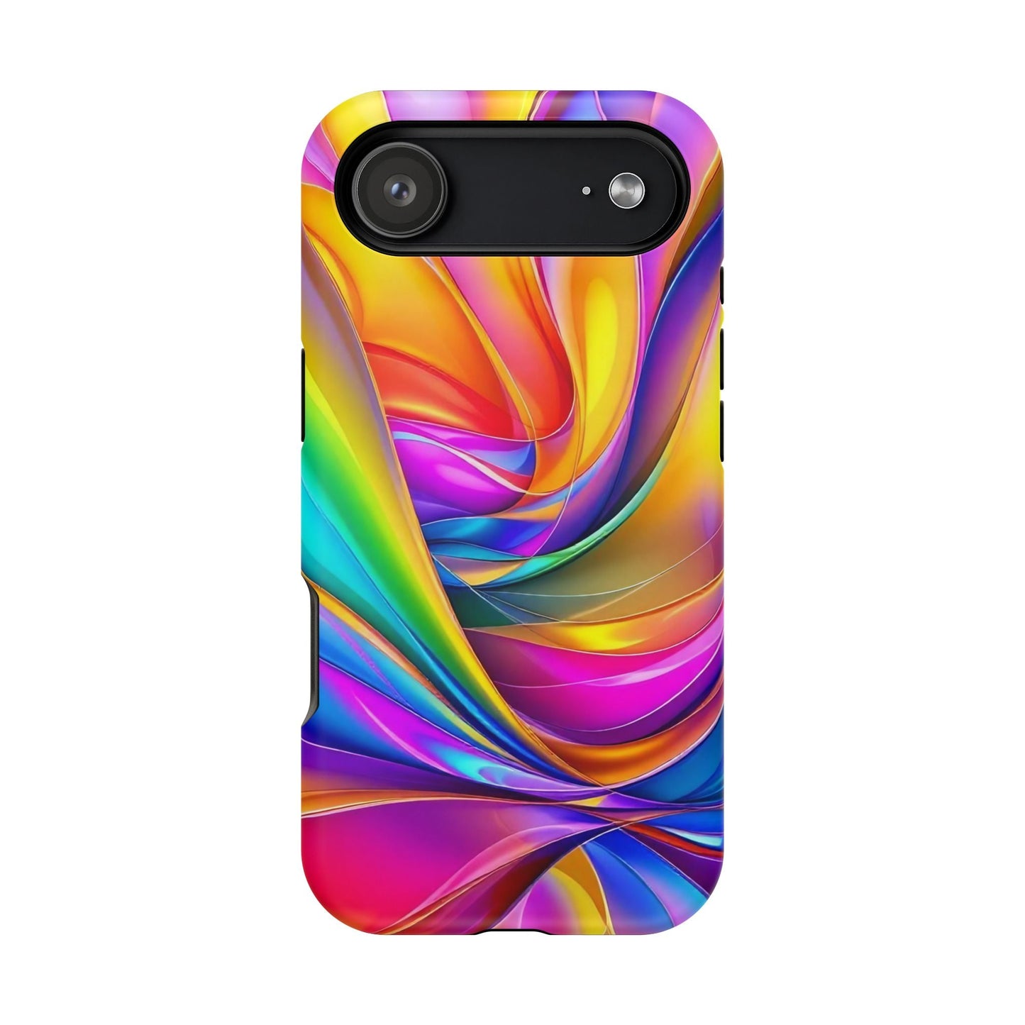 Deconstructed Rainbow Wave colorful iPhone tough case with durable dual-layer protection and vibrant wrap-around design