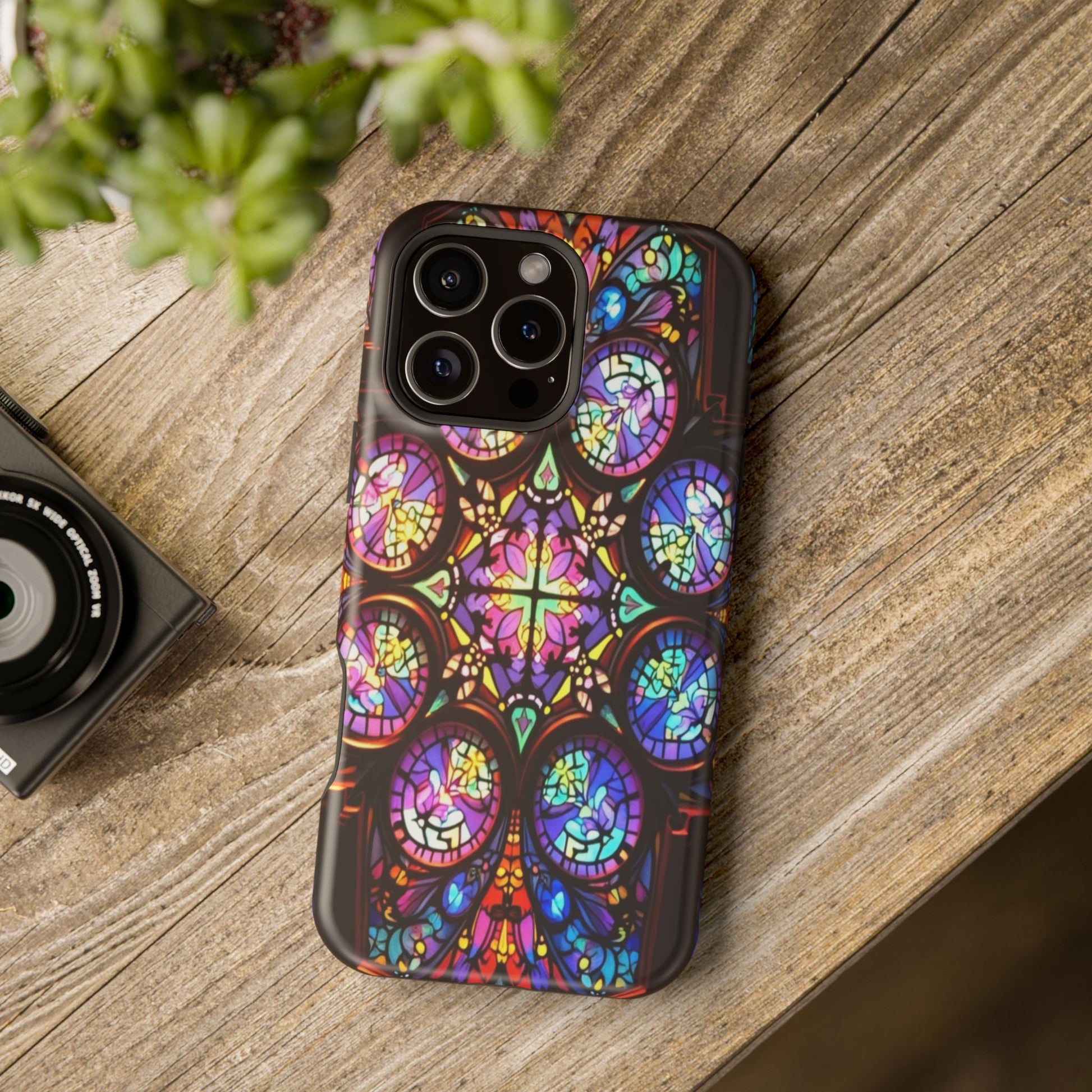 Colorful Hypnotic Stain Glass iPhone tough case with vibrant stained-glass design and durable protection