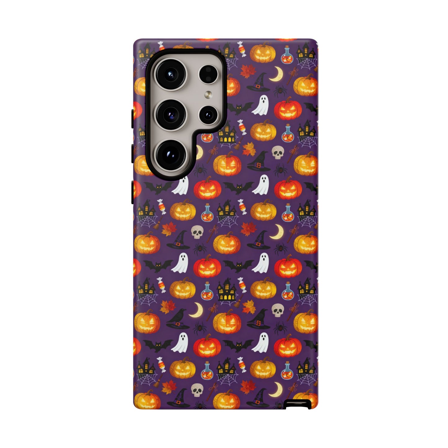 Halloween Pattern Tough Phone Case — Cute Pumpkin, Ghost & Skull