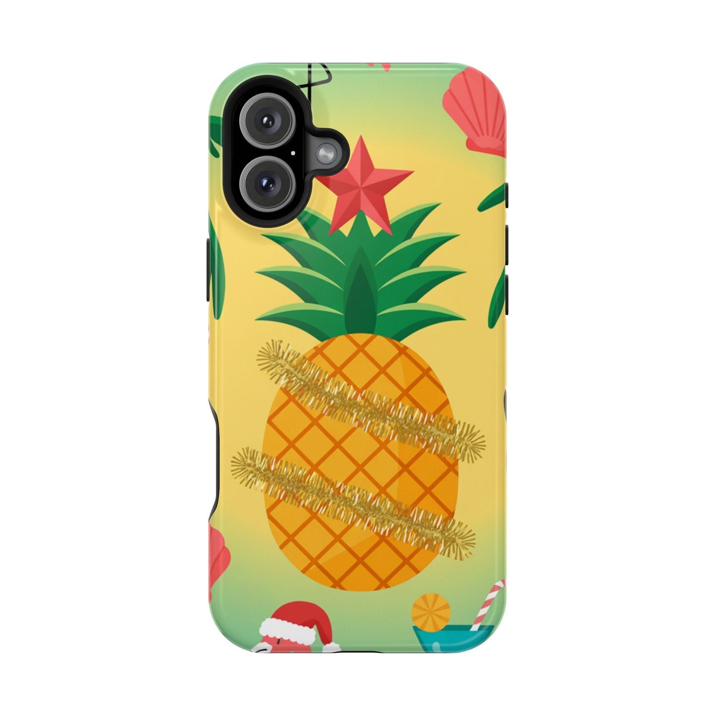 iPhone pineapple Christmas case with festive tropical design and MagSafe compatibility