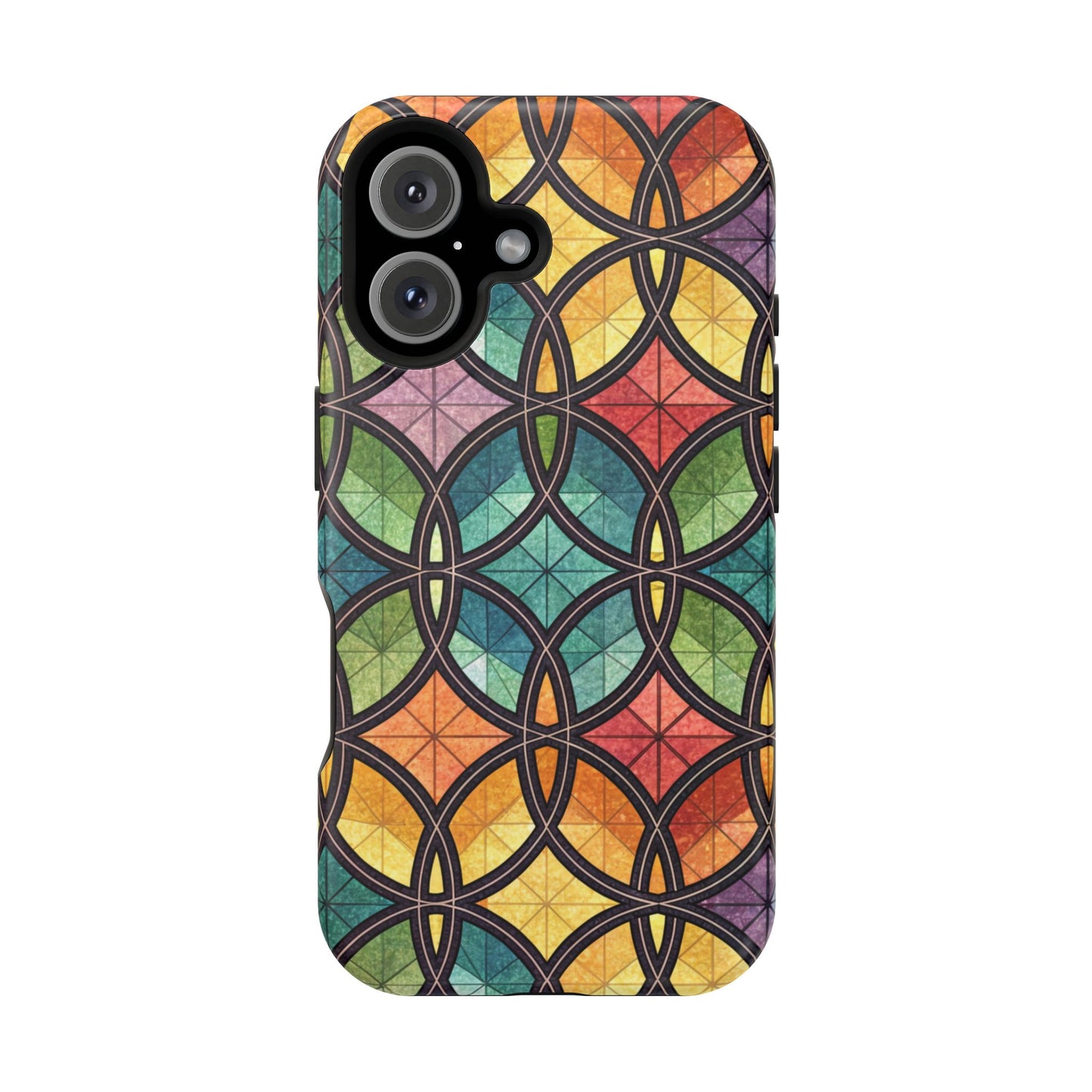 Rainbow Stain Glass iPhone Case – Durable MagSafe® Tough Phone Cover with Colorful Artistic Design
