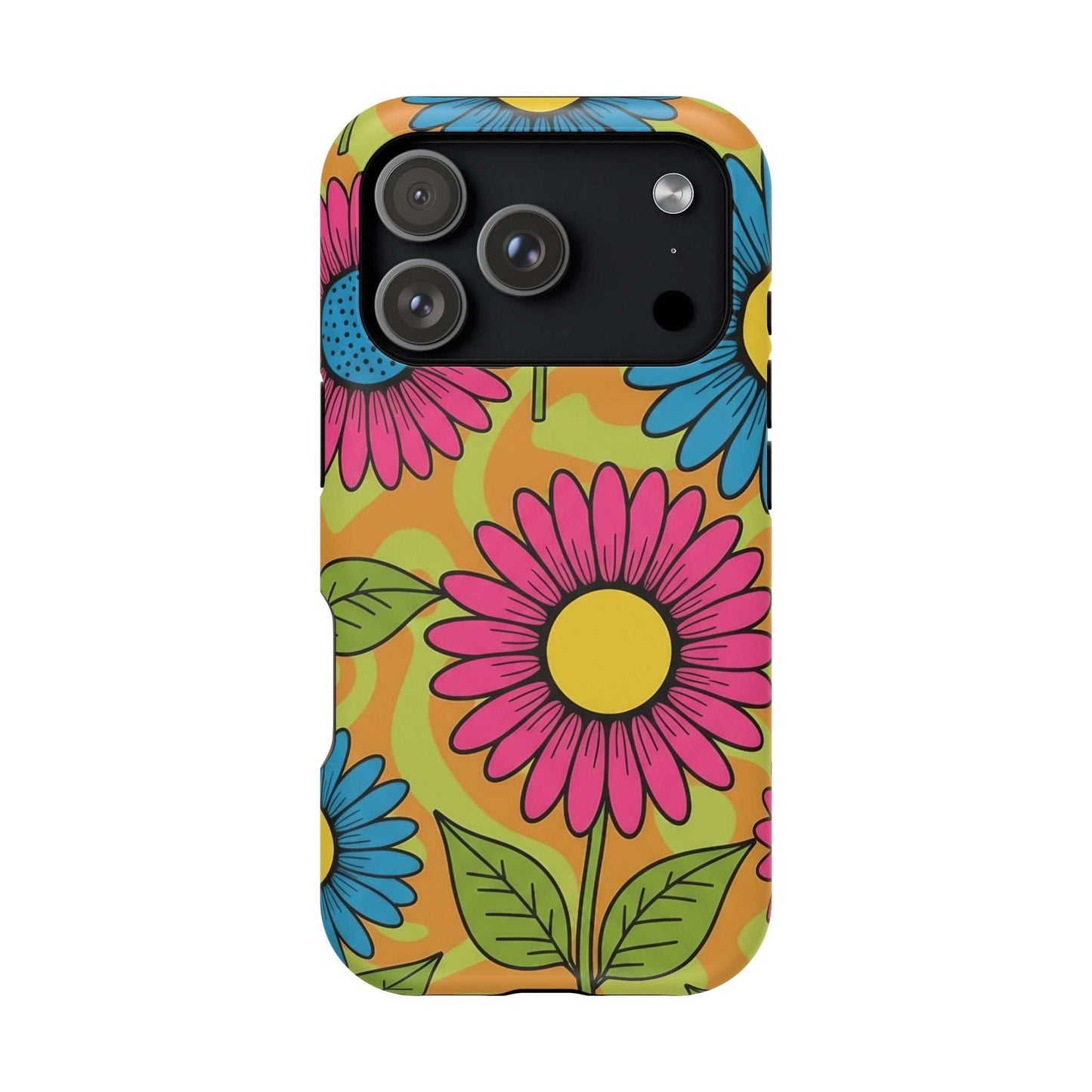 Flower Child iPhone Tough Case with vibrant floral design and MagSafe compatibility