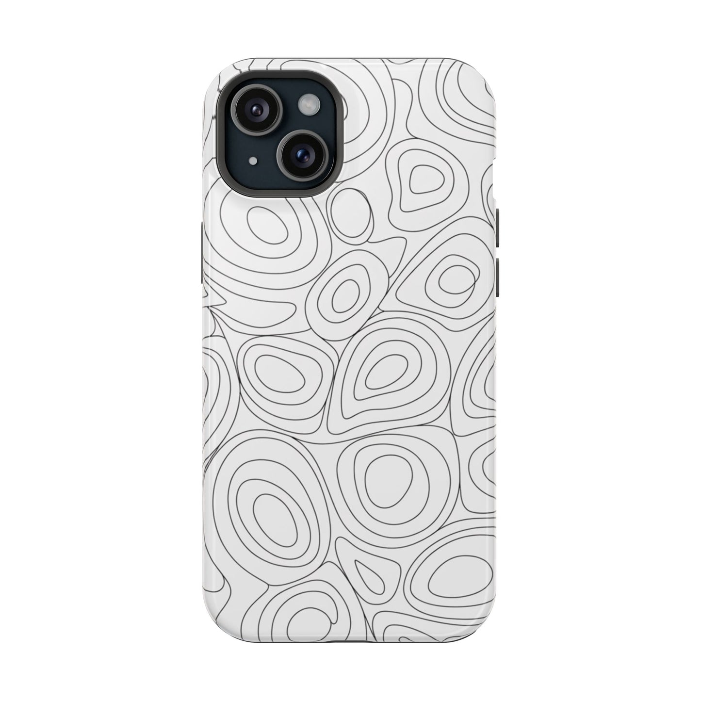 Black and White Abstract Circles Design iPhone Tough Case