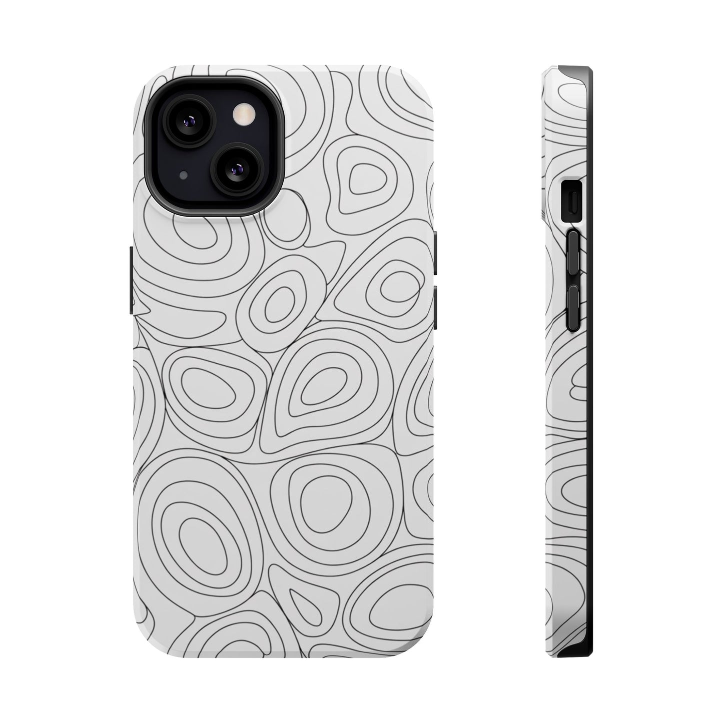 Black and White Abstract Circles Design iPhone Tough Case