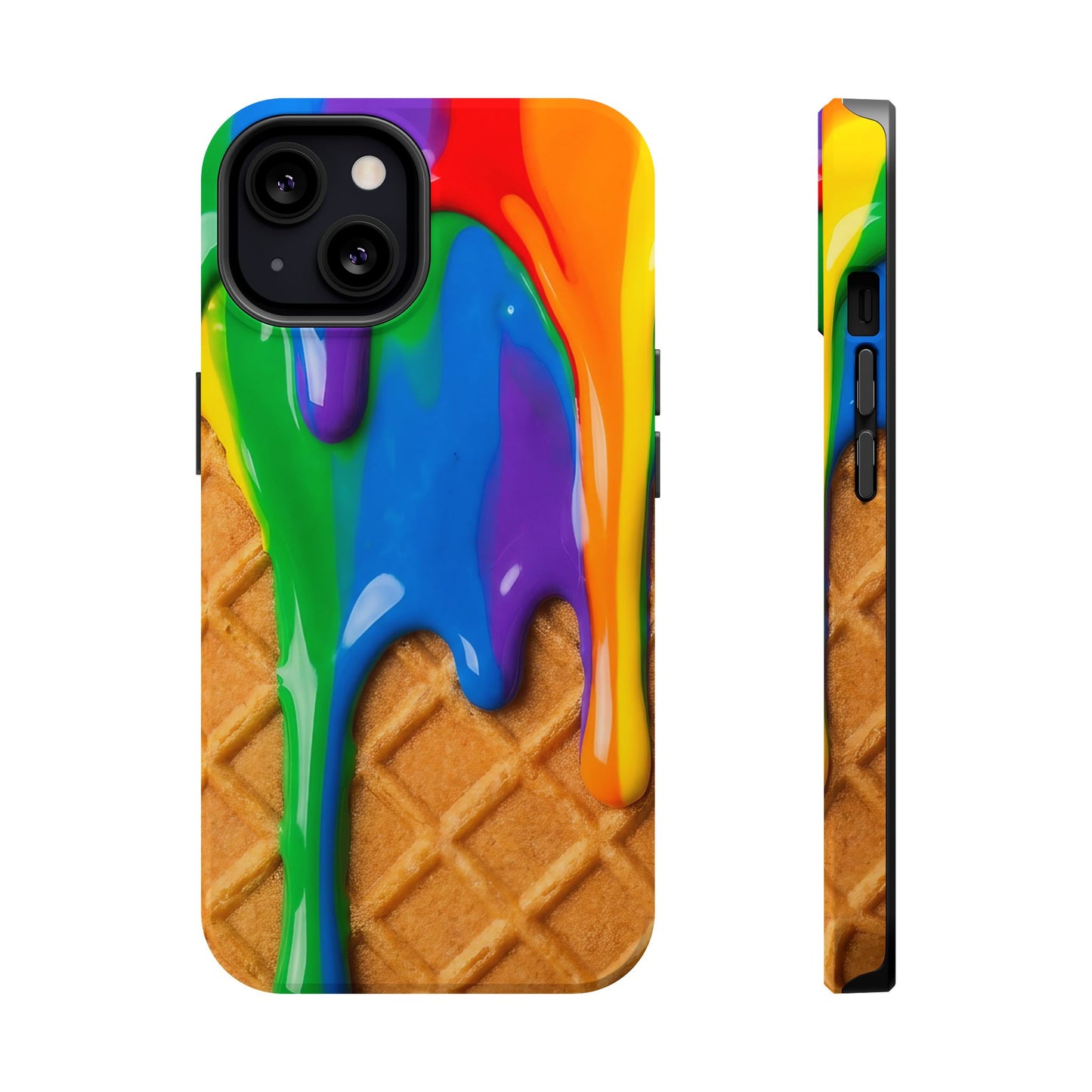 Waffle Rainbow Drip iPhone Case MagSafe Tough Protective Colorful Phone Case