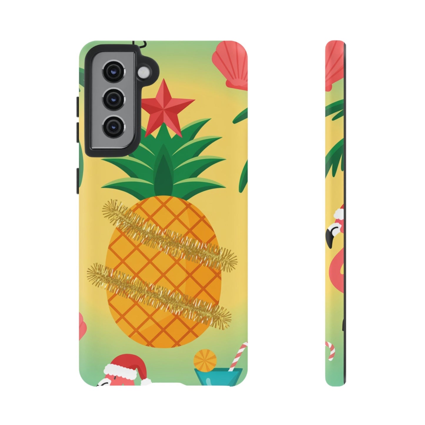 Samsung Christmas Pineapple phone case with festive tropical design and durable, impact-resistant material